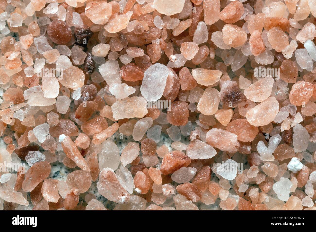 Himalayan Pink rock Salt Background, selective focus close-up Stock Photo