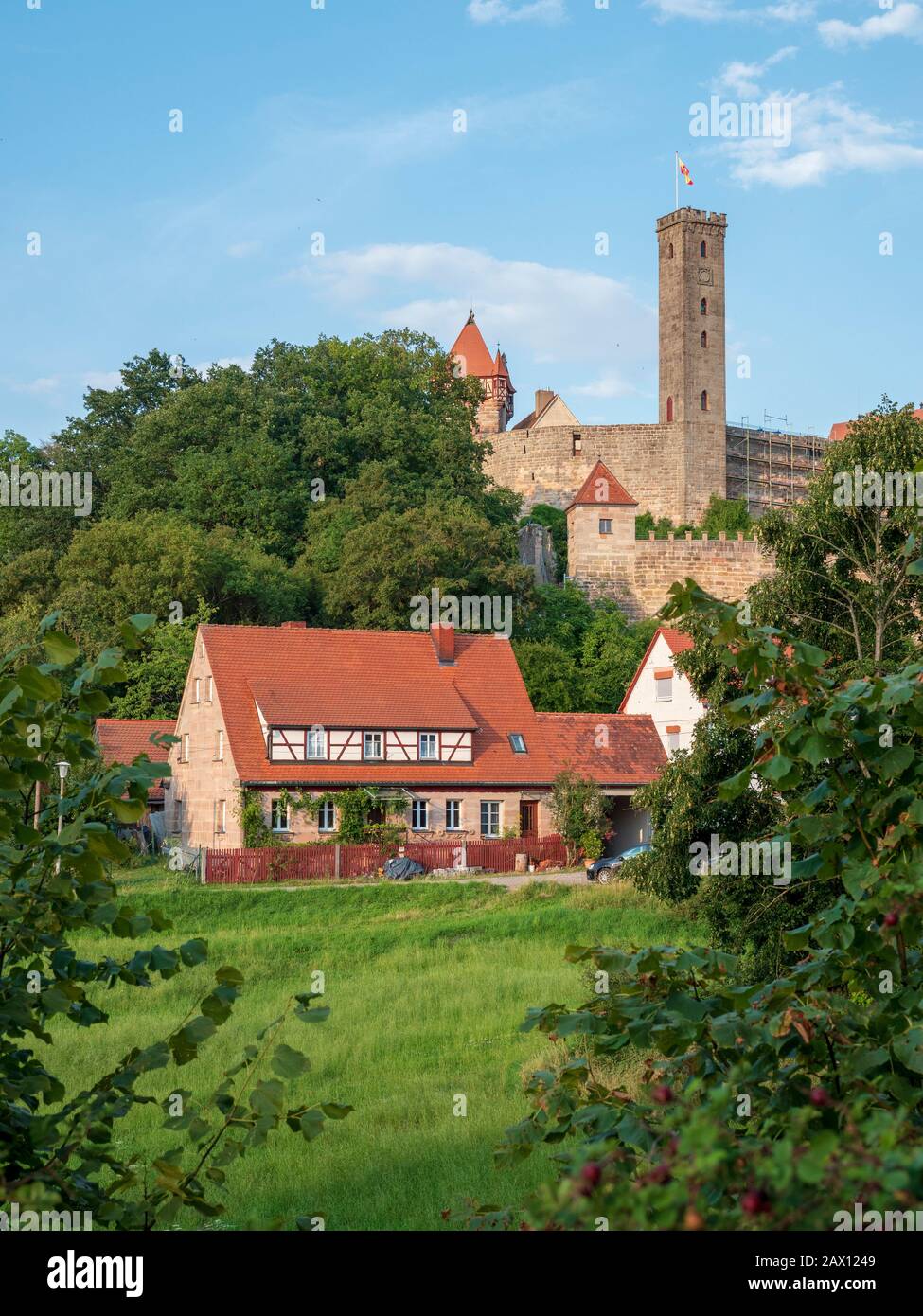 Blick auf Burg Abenberg, Franken, Bayern, Deutschland | View of Abenberg Castle, Franconia, Bavaria, Germany Stock Photo