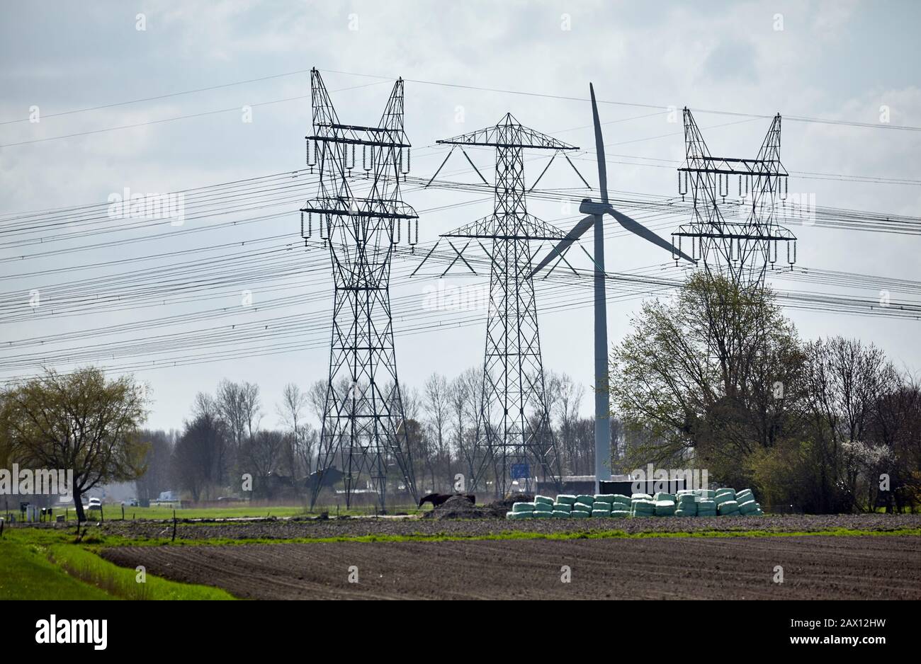 Electricity production and distribution, Netherlands. Stock Photo