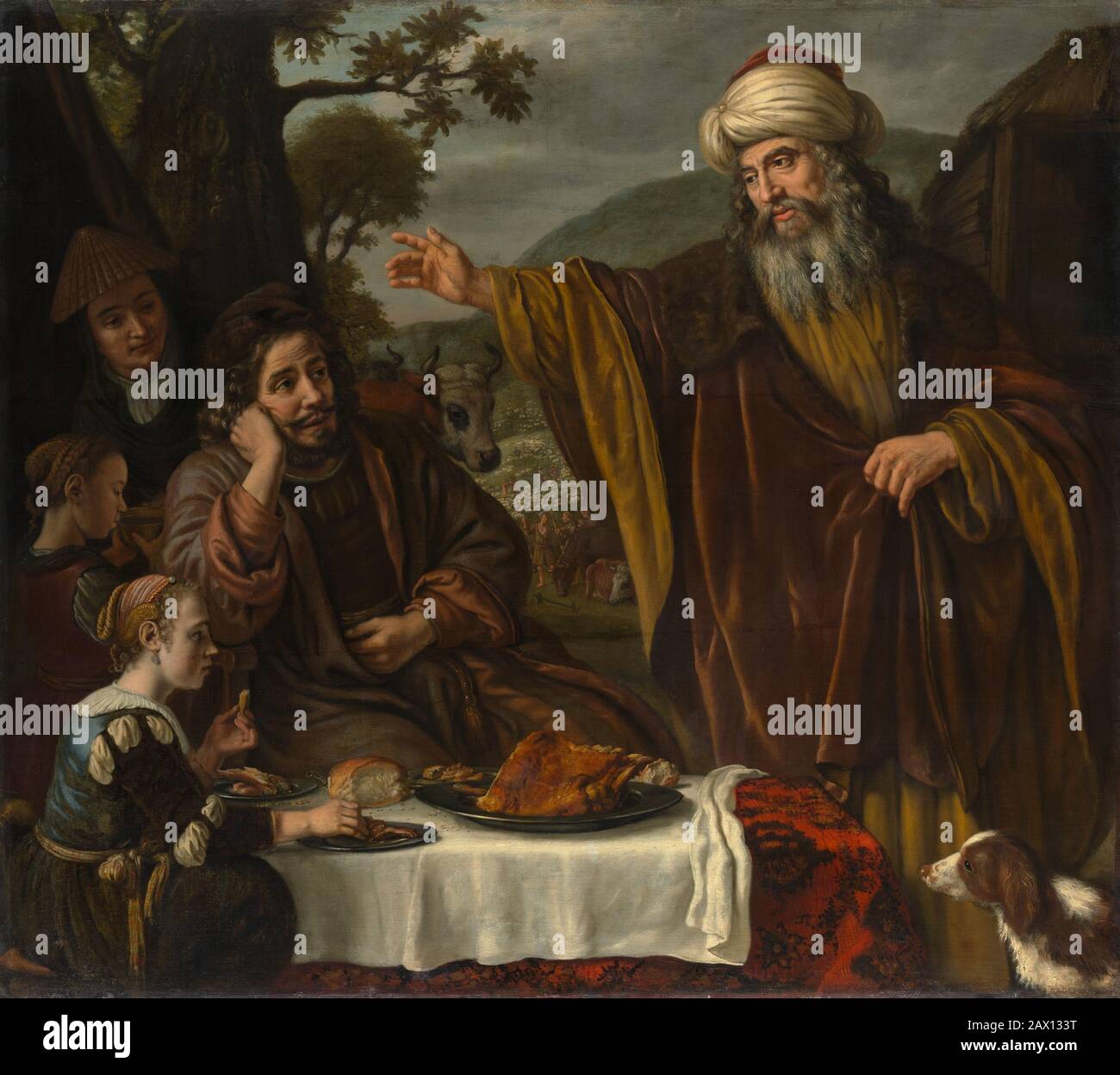 Abraham's Parting from the Family of Lot, ca. 1655-65. Stock Photo