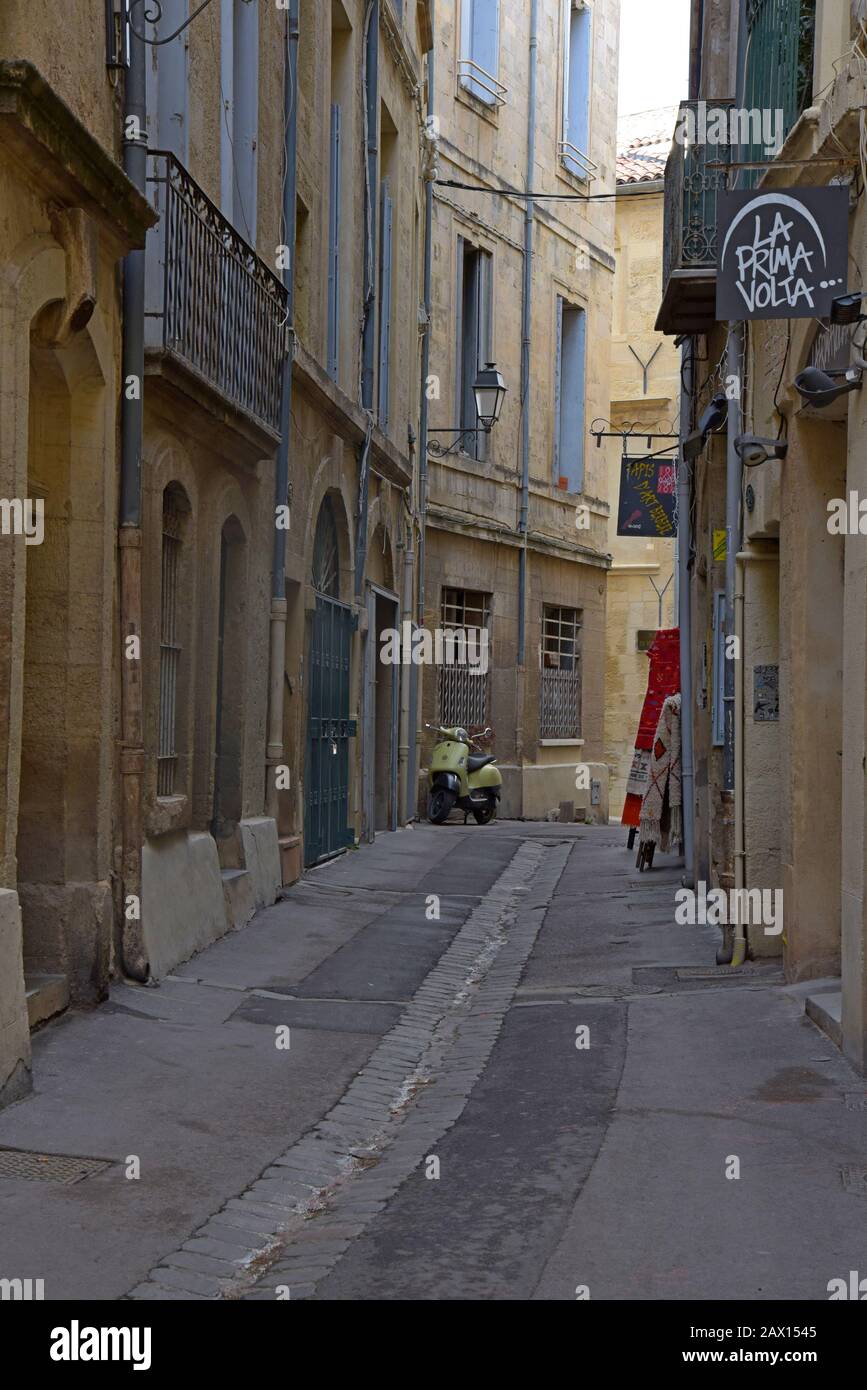 A narrow and steep street in the old quarter of Montpellier near Rue de 
