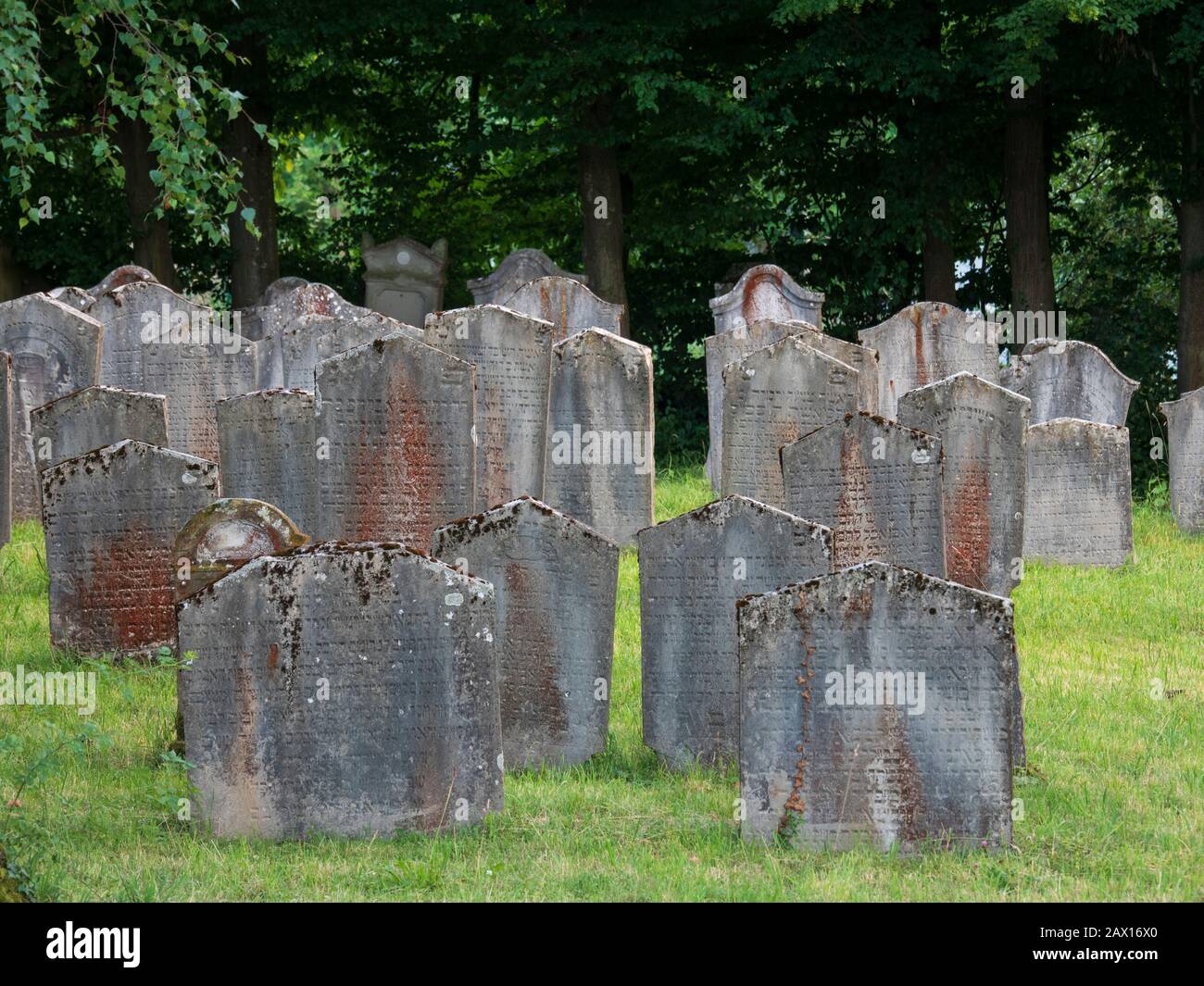 Jüdischer Friedhof, Thalmäßing, Altmühltal, Bayern, Deutschland | Jewish cemetary, Thalmäßing, Altmuehl valley, Altmuehltal, Bavaria, Germany Stock Photo