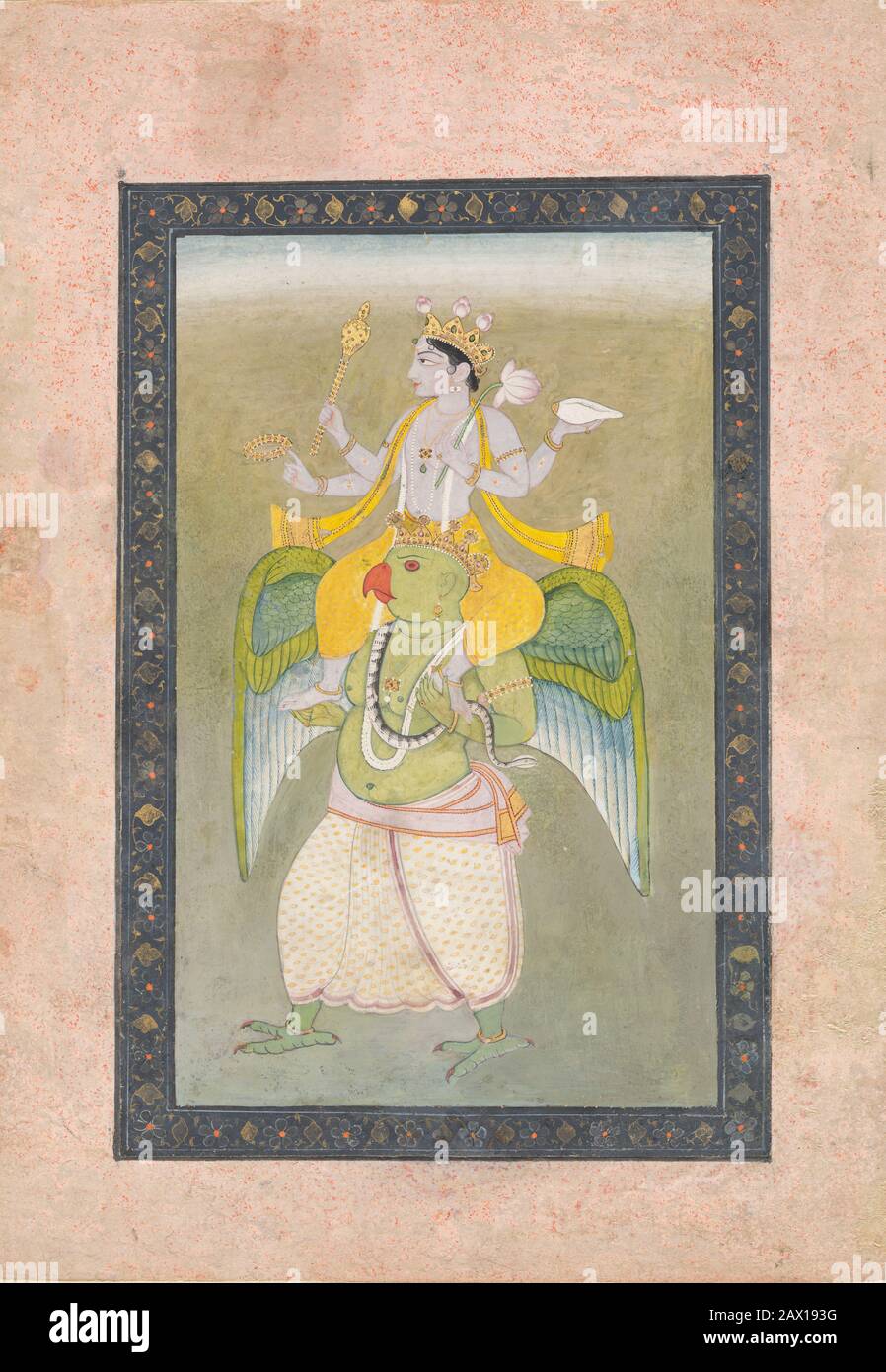 Vishnu on Garuda, ca. 1810-20. Stock Photo