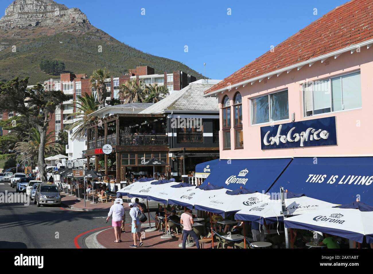 Tiger's Milk and Cafe Caprice, Victoria Street, Camps Bay, Cape Town, Table Bay, Western Cape Province, South Africa, Africa Stock Photo