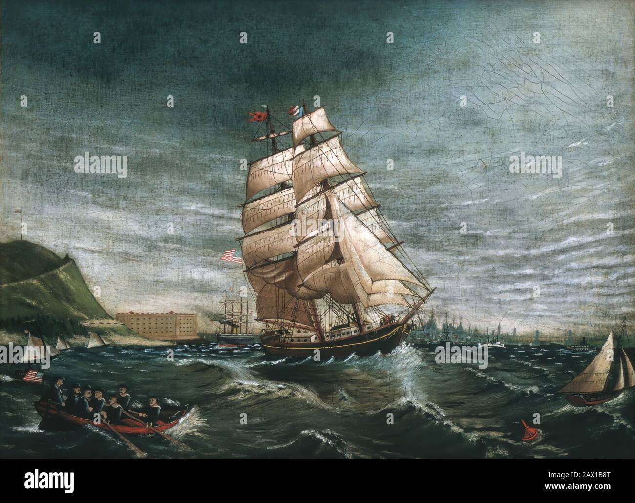 Ship in New York Harbor, ca. 1890 Stock Photo Alamy