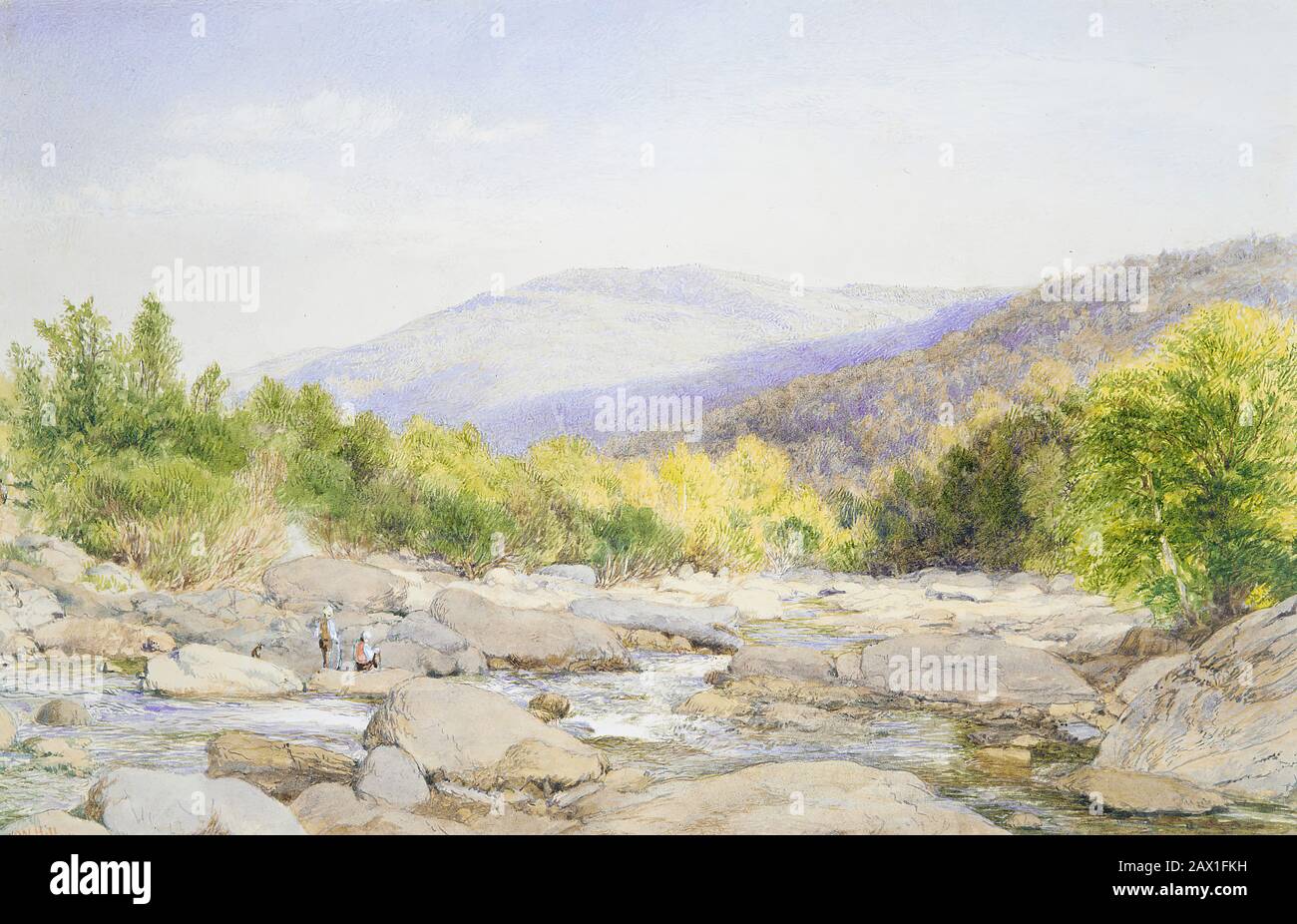 Landscape: View on Catskill Creek, 1867. Stock Photo