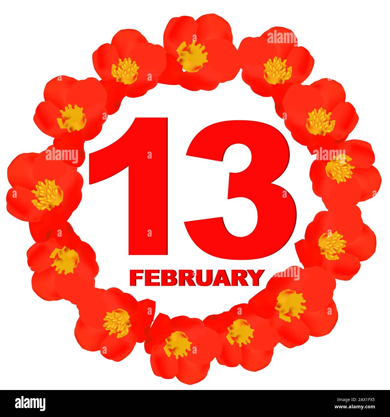 February 13 icon. For planning important day. Banner for holidays and