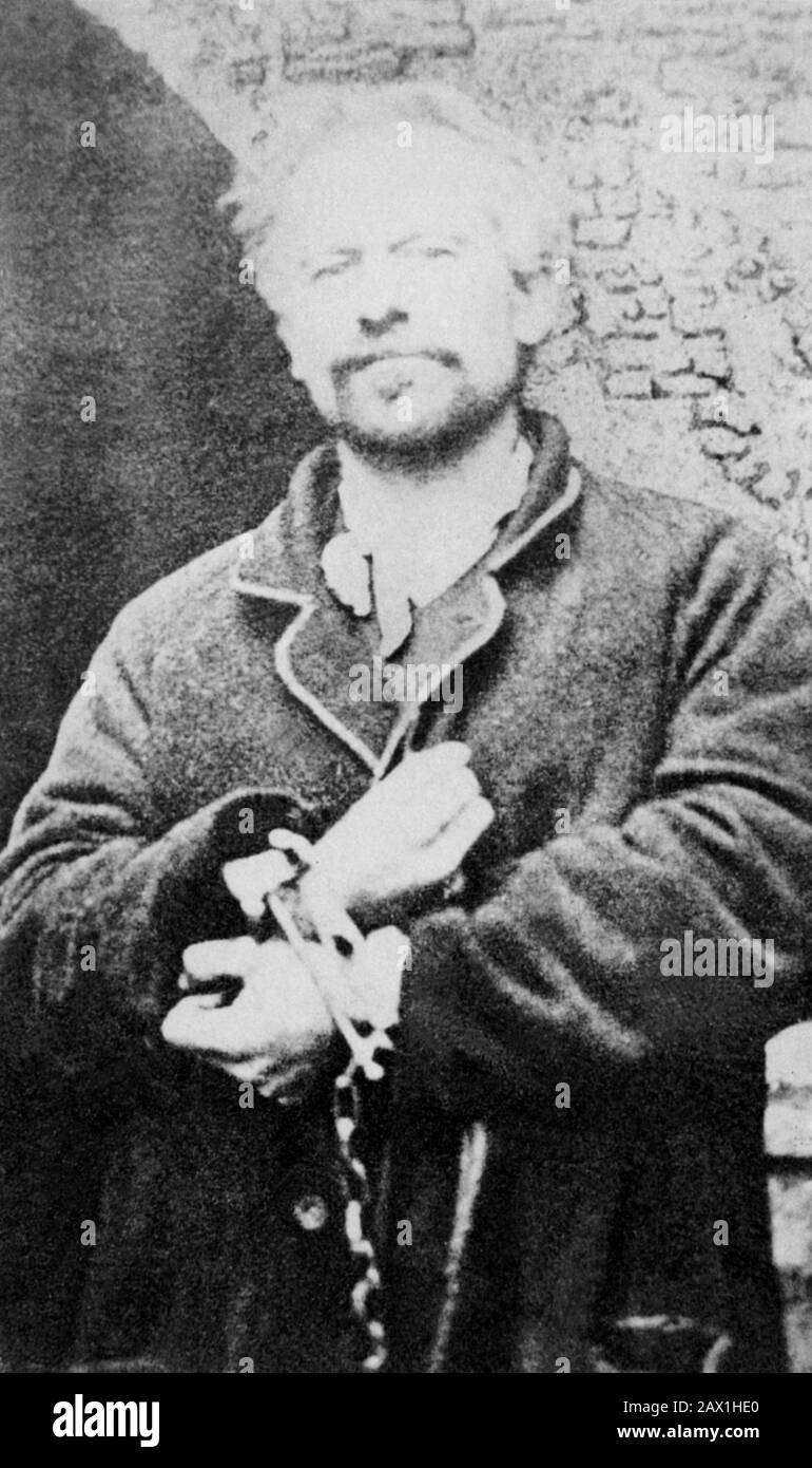 1865 , january , Aquila, ITALY : The italian outlaw NUNZIO TAMBURINI from  Roccaraso, Aquila , Abruzzo . In this photo in handcuffs . Tamburini was  the chef of the gag in