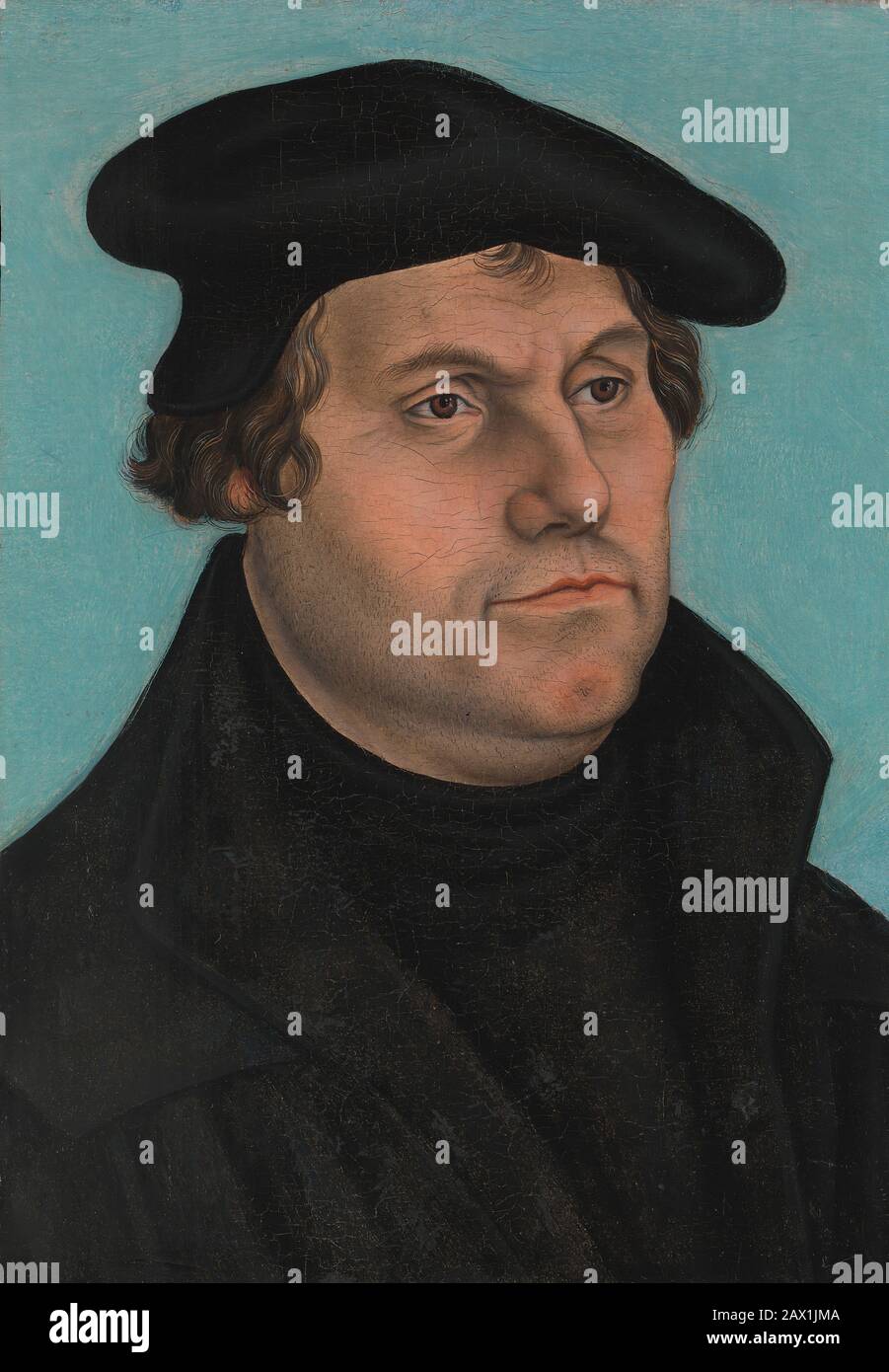 Martin Luther (1483-1546), probably 1532. Wearing distinctive black  Protestant vestments Stock Photo - Alamy