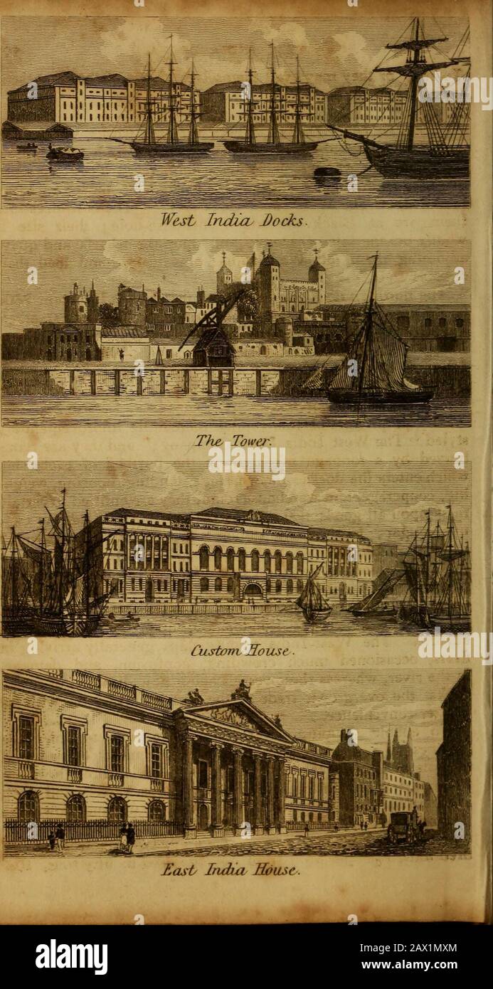 The original Picture of London . All theordnance used by government are lirst proved in this place. At Woolwich, also, is the Royal Military Academy for theeducation of cadets, &c. This is a handsome castellated edificemore than 200 yards in length, designed by the late Mr. JamesWyatt. The ArlUIery Barracks, erected in recent years, form a pro-digy even among our late expensive war establishments. Thisbuilding is on the common, and near it, on the south-west sideof the barrack-field, is the Royal Military Repository, in whichis a piece of water and canals for experiments with gun-boats,&c. The Stock Photo