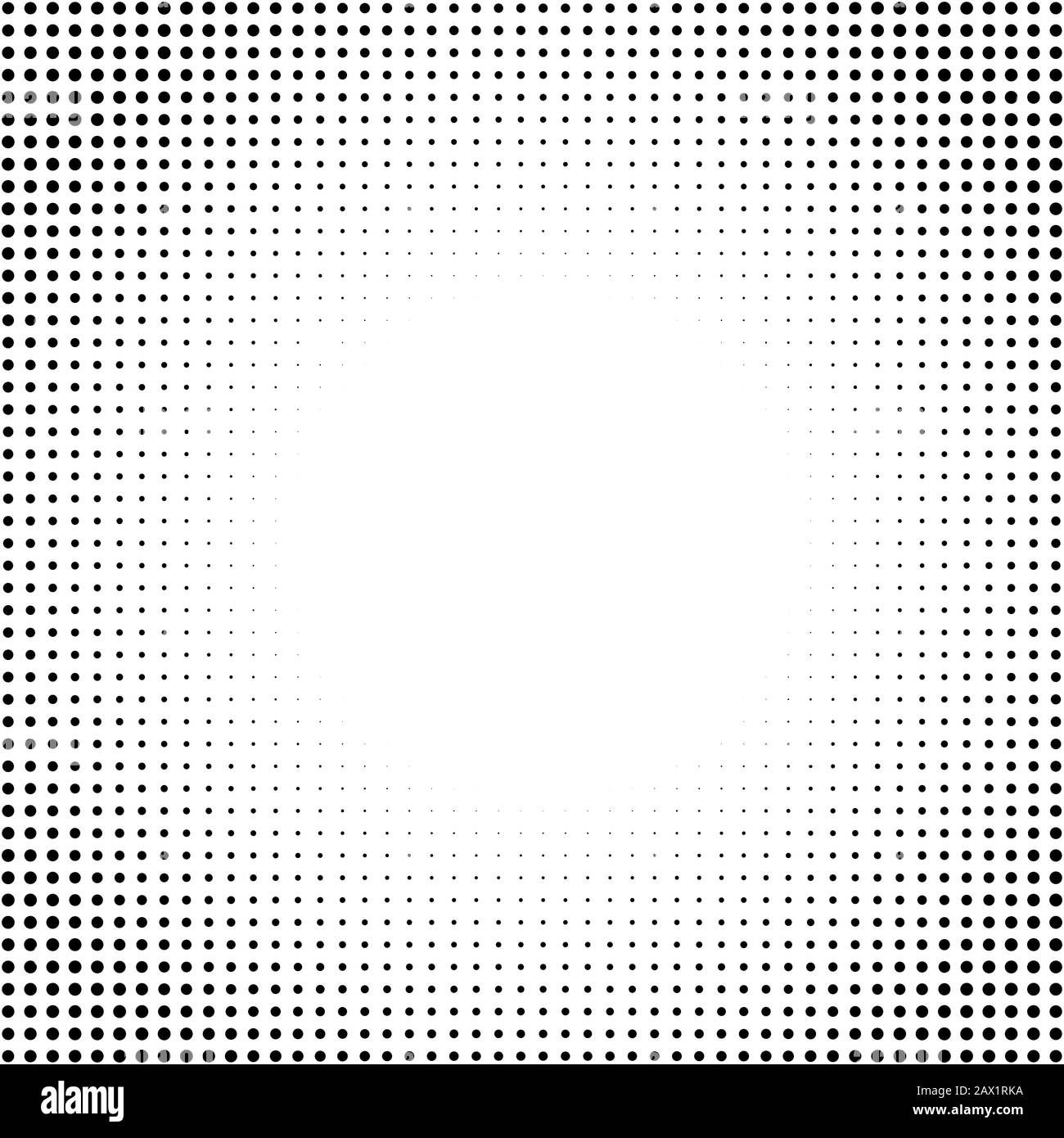 Dotted halftone vector abstract background. Round monochrome textured frame Stock Vector
