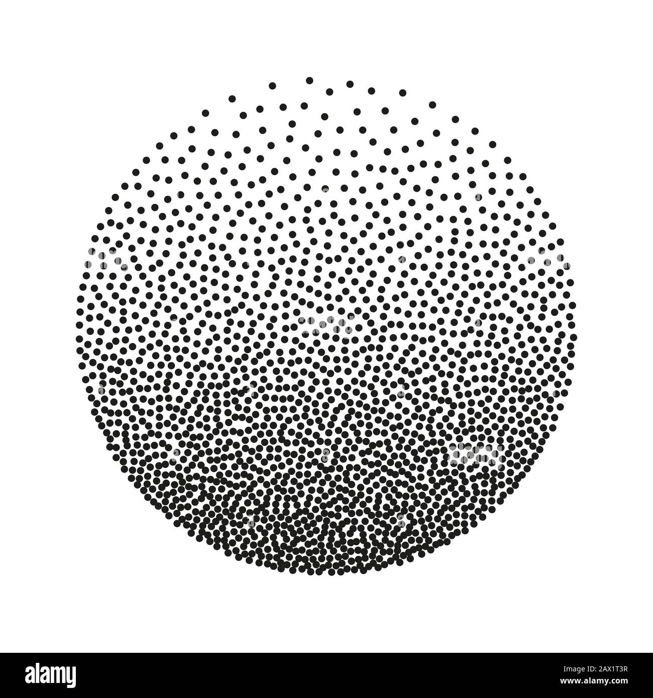 Stipple halftone gradient circle. Vector monochrome texture. Hand drawn dotted grayscale effect Stock Vector