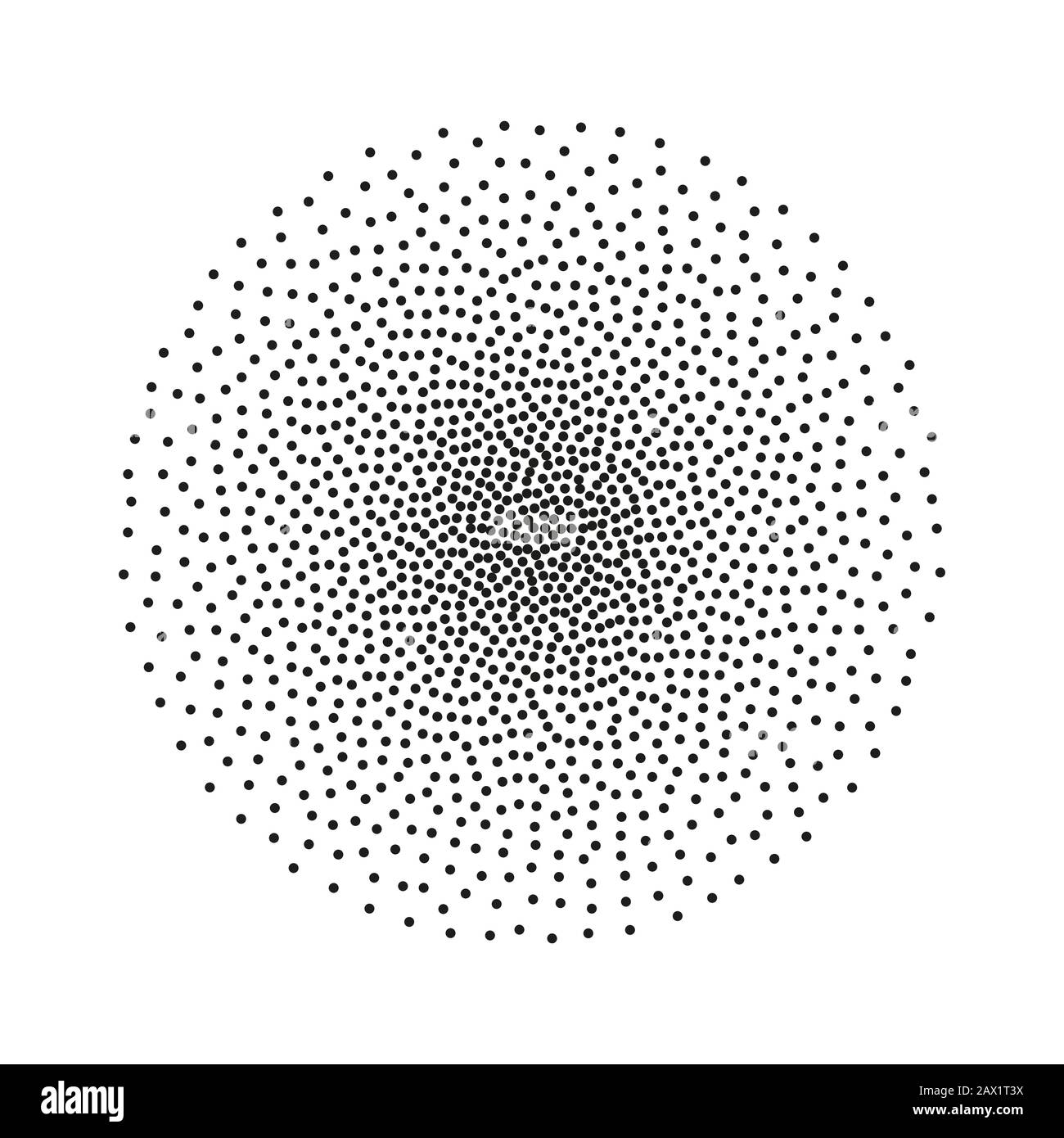 Halftone stipple circle. Vector dotted monochrome texture. Pointillism round shape Stock Vector
