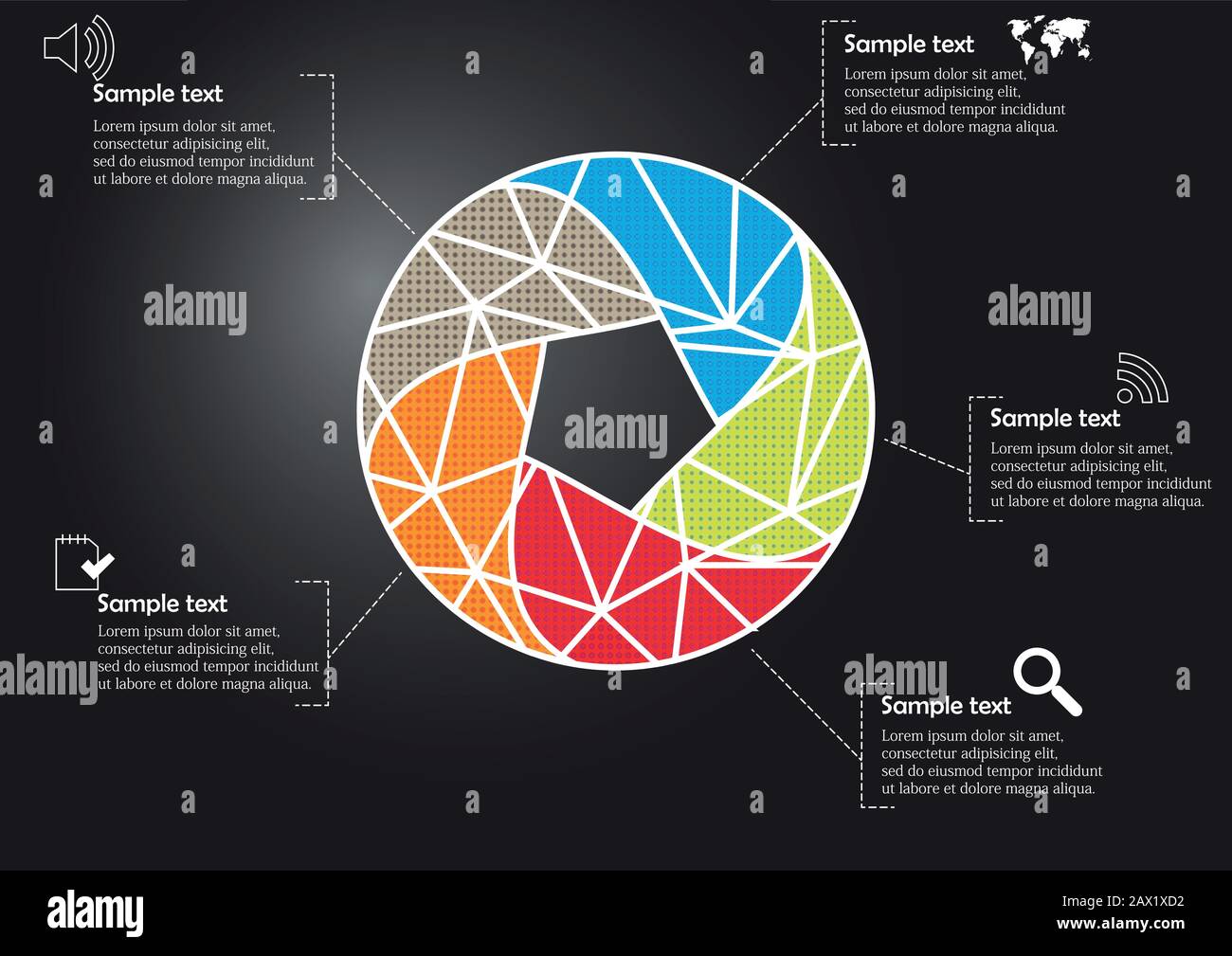 Infographic illustration vector template with motif of circle divided ...