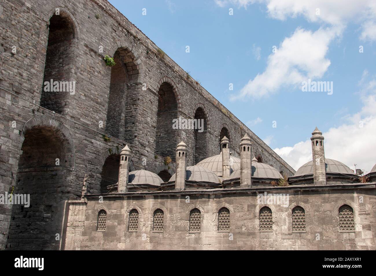 Valens Aqueduct (Bozdogan Kemeri) Ancient Water Road and Bridge in Istanbul, Turkey Stock Photo