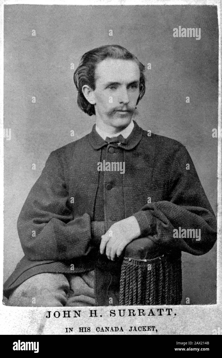 1868, USA : JOHN H. SURRATT Jr ( 1844 - 1916 ) . Son of MARY SURRATT ( 1820 - 1865 ) the woman reputed one of  U.S.A. President ABRAHAM LINCOLN ( 1809 - 1865 ) conspirators and sentenced to death by hanging . Photographed by Matthew Brady of Brady & Co. John Harrison Surratt  Jr. avoided arrest immediately after the assassination by fleeing the country. He served briefly as a Papal Zouave in ITALY before his arrest and extradition. By the time he returned to the United States the statute of limitations had expired on most of the potential charges and he was not convicted .  -  Presidente della Stock Photo
