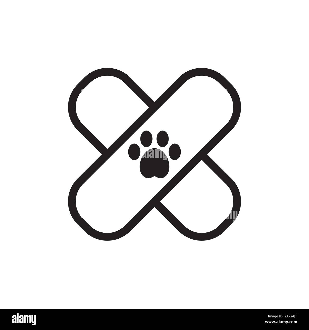 Medical veterinary plaster with paw in center Stock Vector