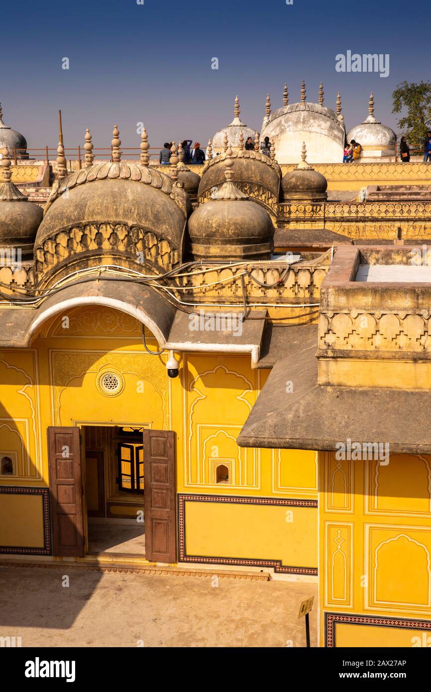 India, Rajasthan, Jaipur, Nahargarh Fort, rooftop pavilions Stock Photo