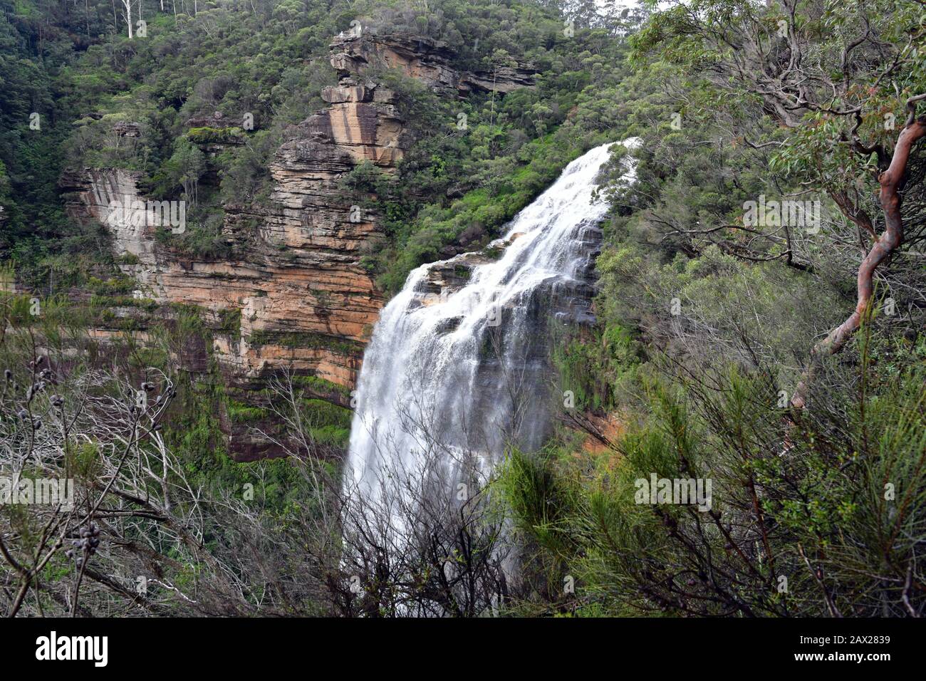 A view of Wentworth Falls in the Blue Mountains west of Sydney Stock Photo