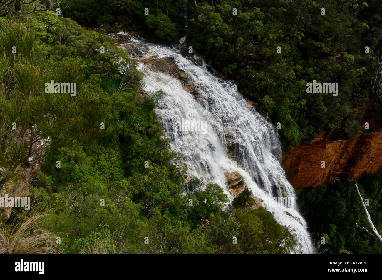 A view of Wentworth Falls in the Blue Mountains west of Sydney Stock Photo