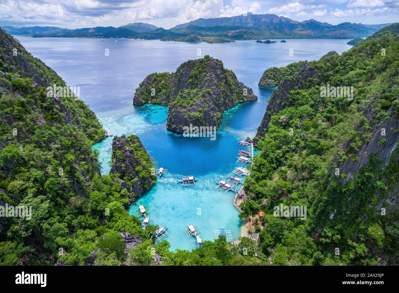 Coron, Palawan, Philippines, aerial view of Kayangan Lake Stock Photo