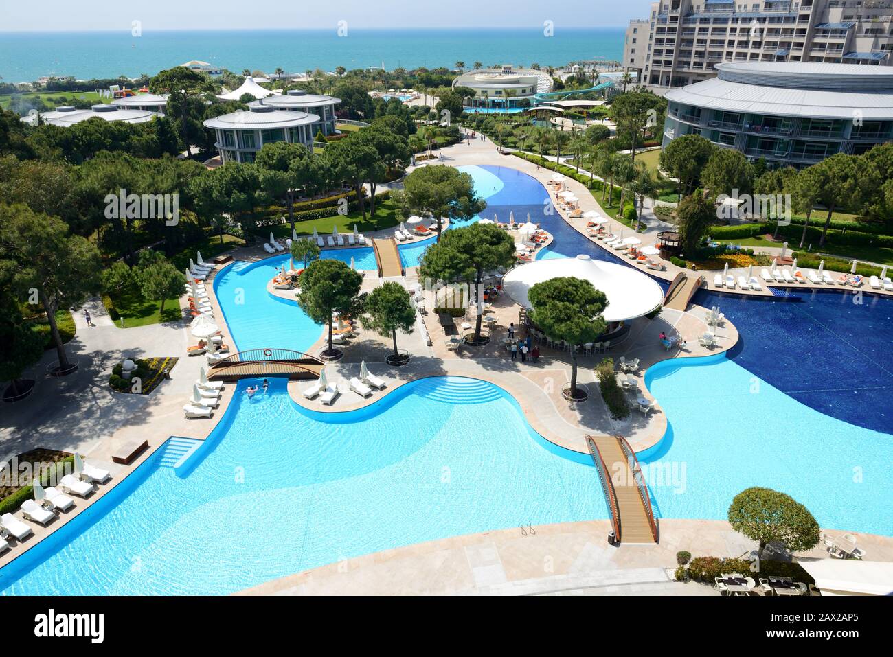 The swimming pools at luxury hotel, Antalya, Turkey Stock Photo Alamy