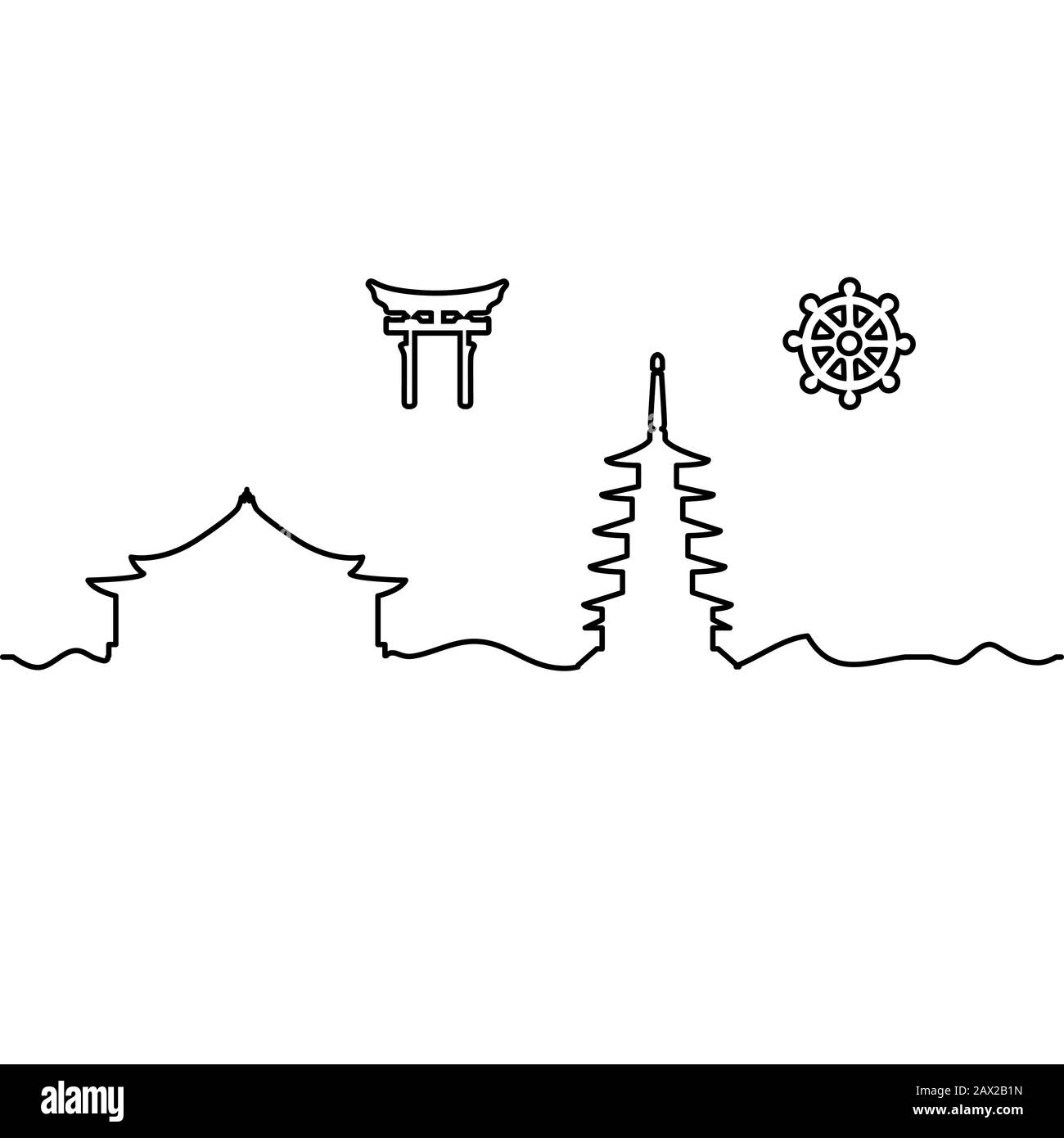 Japanese Temple And Symbol One Line Drawing Vector Stock Vector Image Art Alamy Japanese temple drawing at getdrawings | free download. https www alamy com japanese temple and symbol one line drawing vector image343030625 html