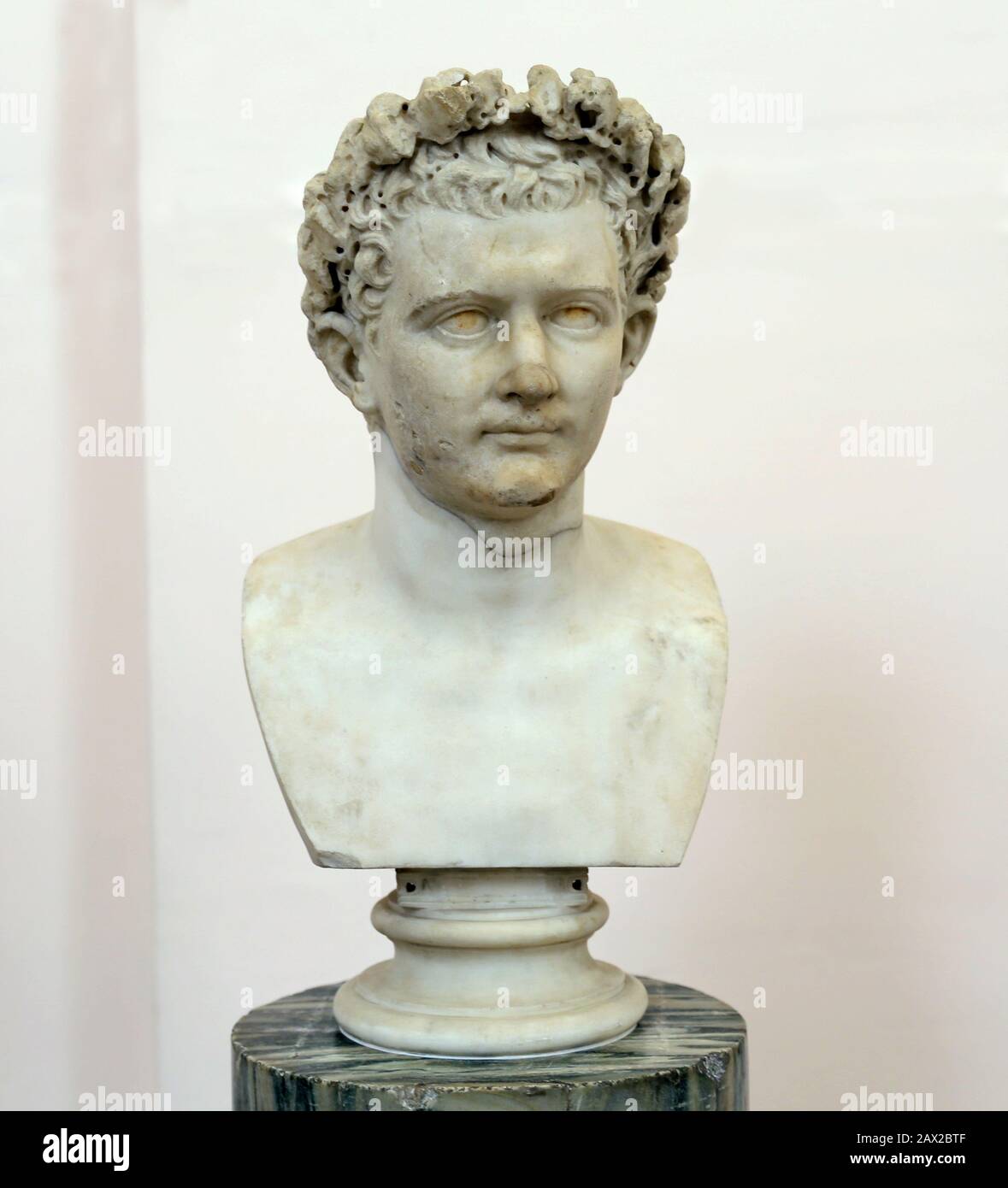 Domitian (51-96). Roman Emperor from 75 to 81 AD. Flavian Dynasty. Marble bust. Nat. Archaeological Museum, Naples, Italy. Stock Photo