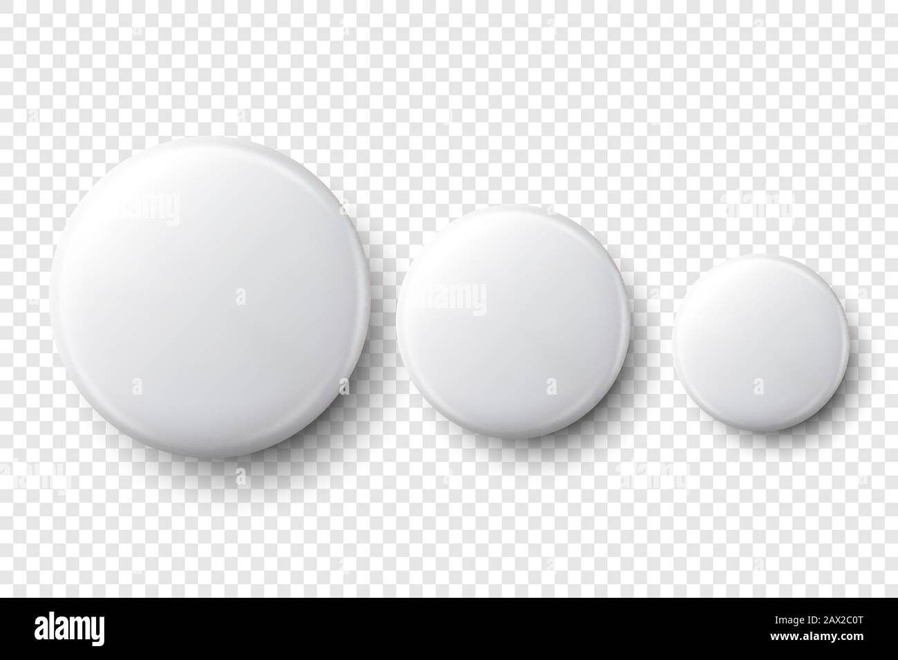 Vector 3d Realistic White Metal, Plastic Blank Button Badge Set ...
