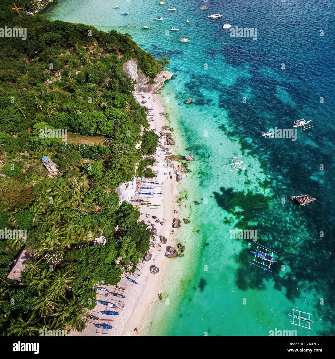 Aerial view of Boracay Island, Western Visayas, Philippines. Stock Photo
