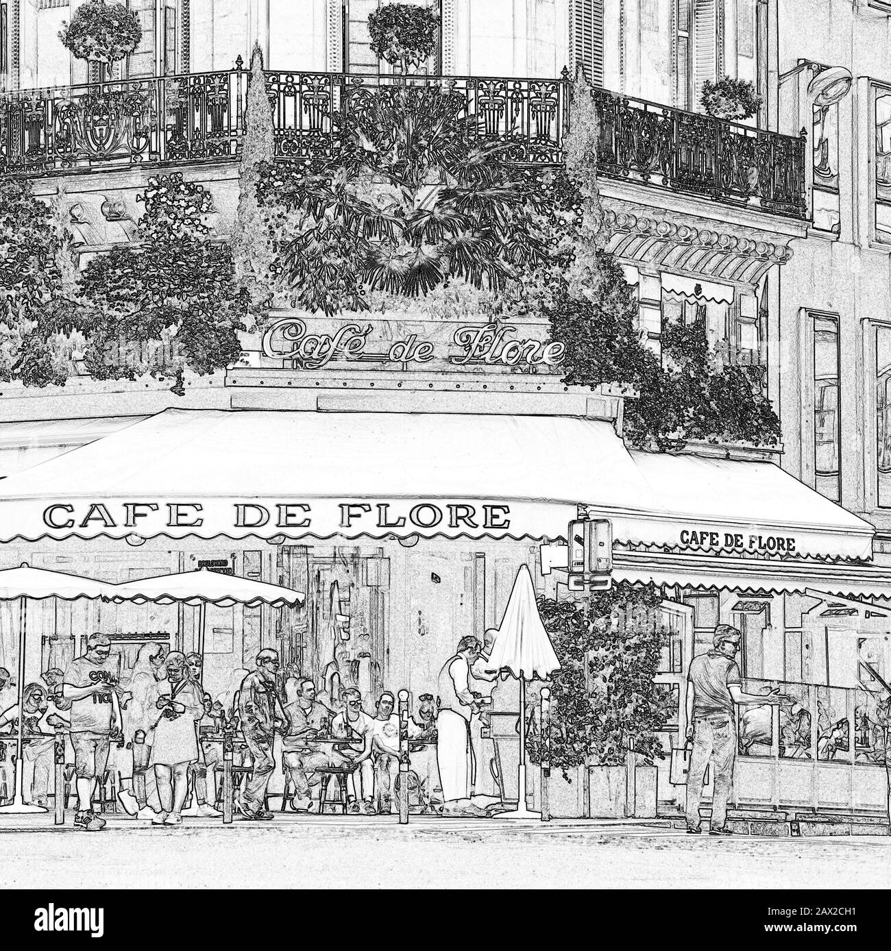 Café de Flore, Latin quarter, Paris, France Stock Photo
