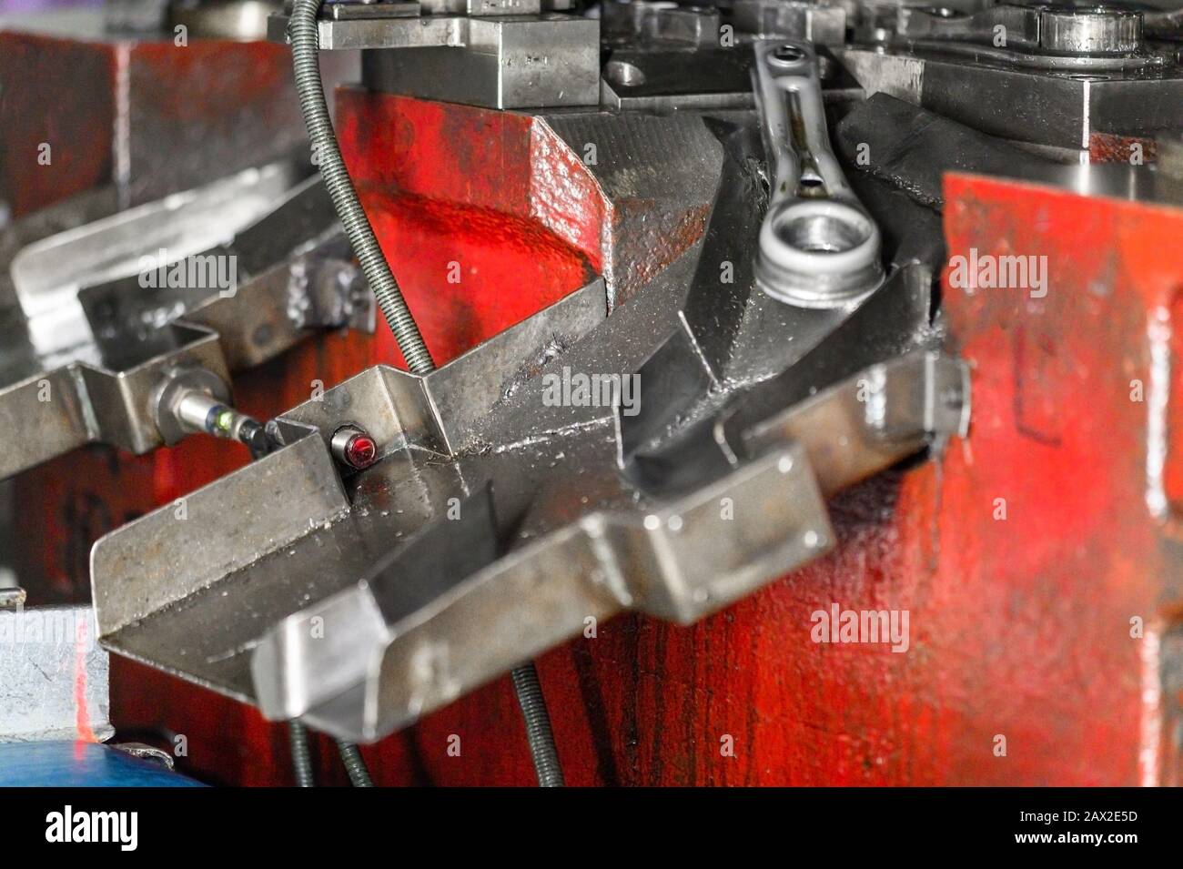 Sheet metal manufacturing process by hydraulic bending machine Stock