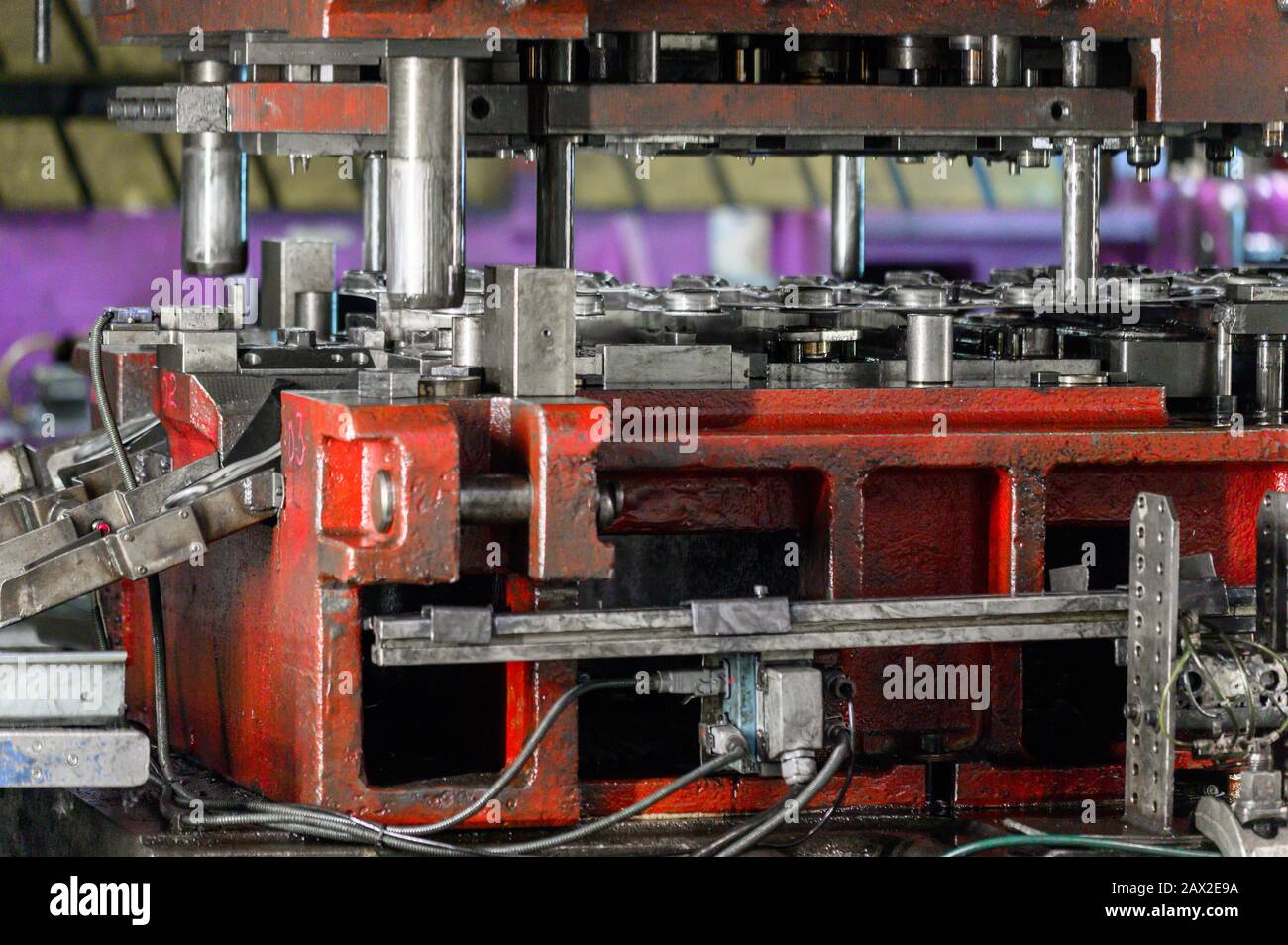 Sheet metal manufacturing process by hydraulic bending machine Stock