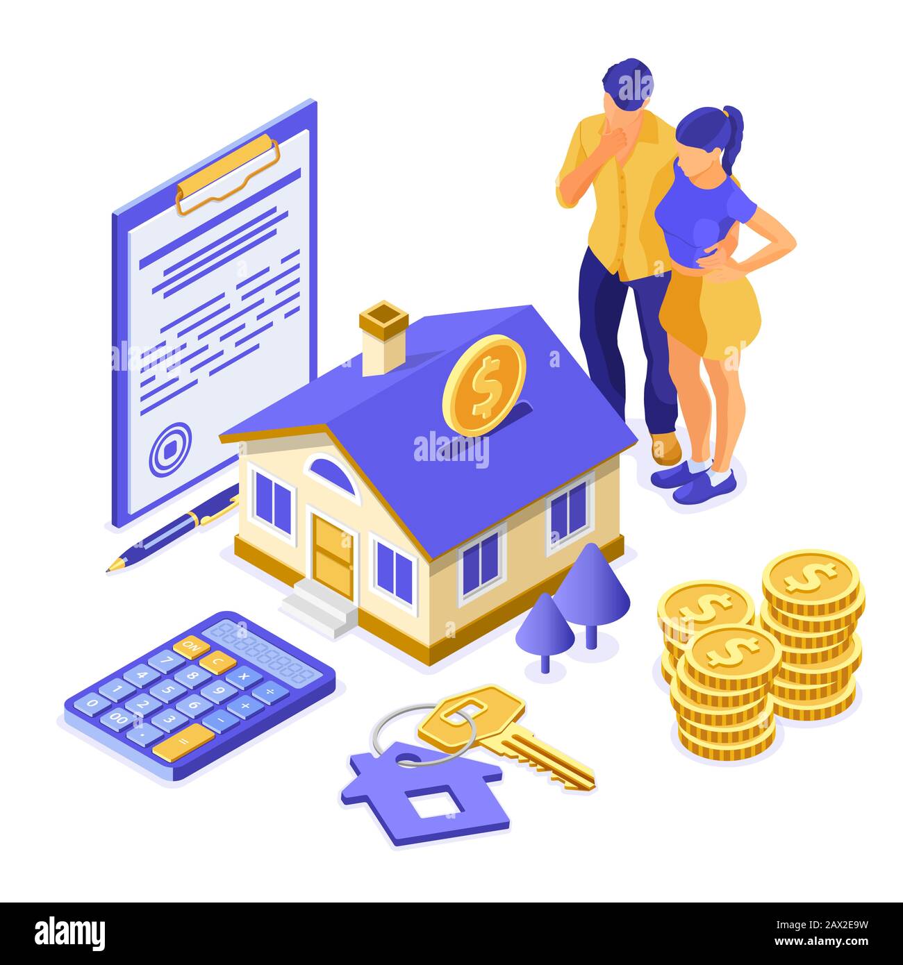 Sale Purchase Rent Mortgage House Isometric Stock Vector Image & Art