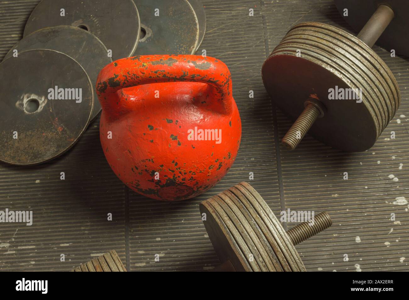 Old iron dumbbells exercise weights hires stock photography and images