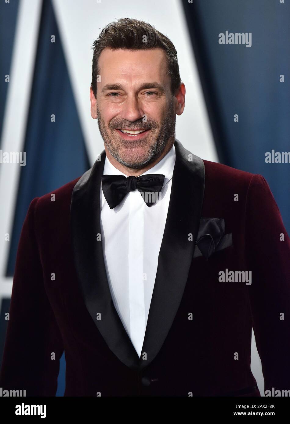 Beverly Hills, United States. 10th Feb, 2020. Jon Hamm arrives for the Vanity Fair Oscar party at the Wallis Annenberg Center for the Performing Arts in Beverly Hills, California on February 9, 2020. Photo by Chris Chew/UPI Credit: UPI/Alamy Live News Stock Photo
