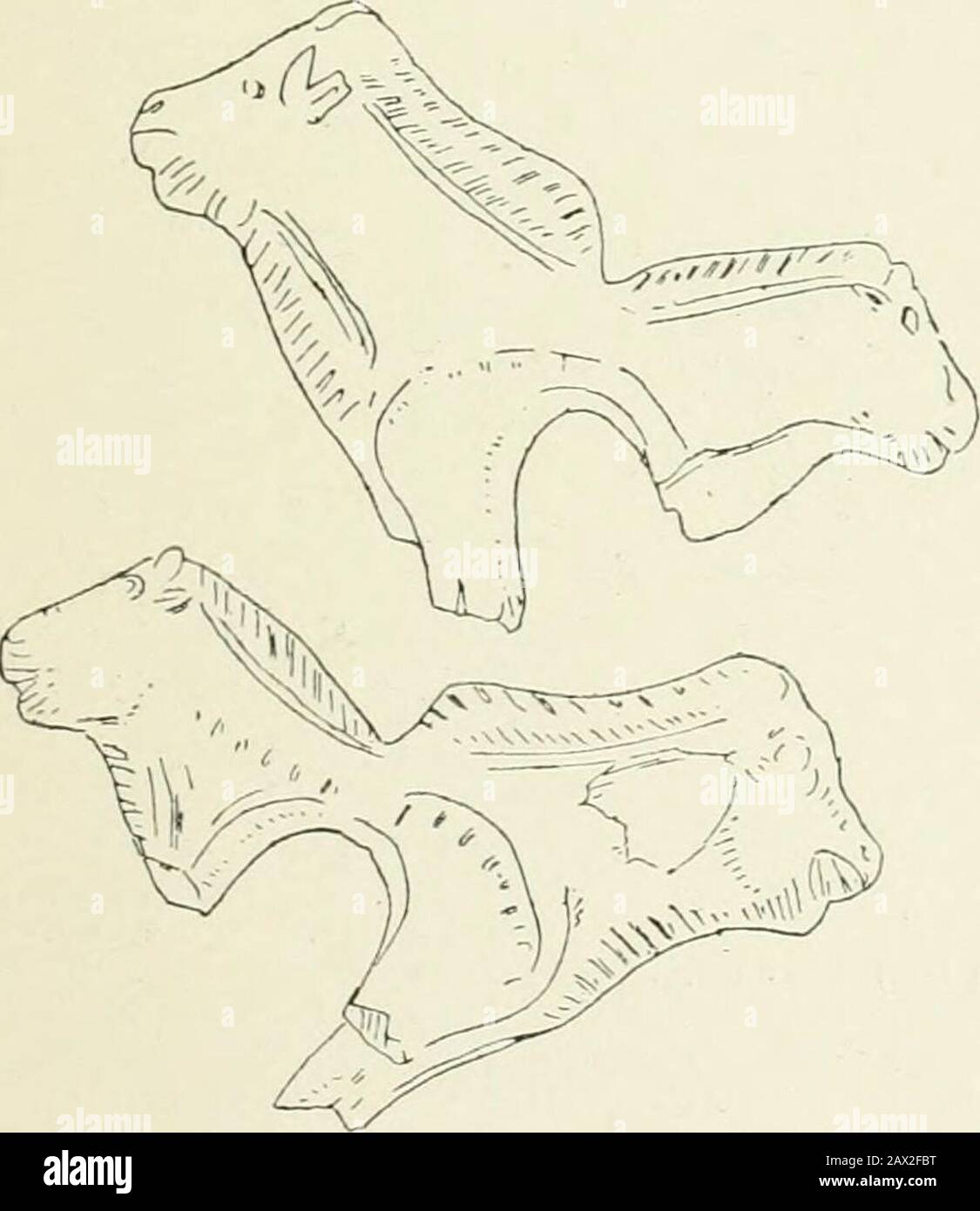 An introduction to the study of prehistoric art . Fig. 23.—Enlene. Fig. 22.—Mas dAzil. Gravures a Contours Decoupes.. Stock Photo