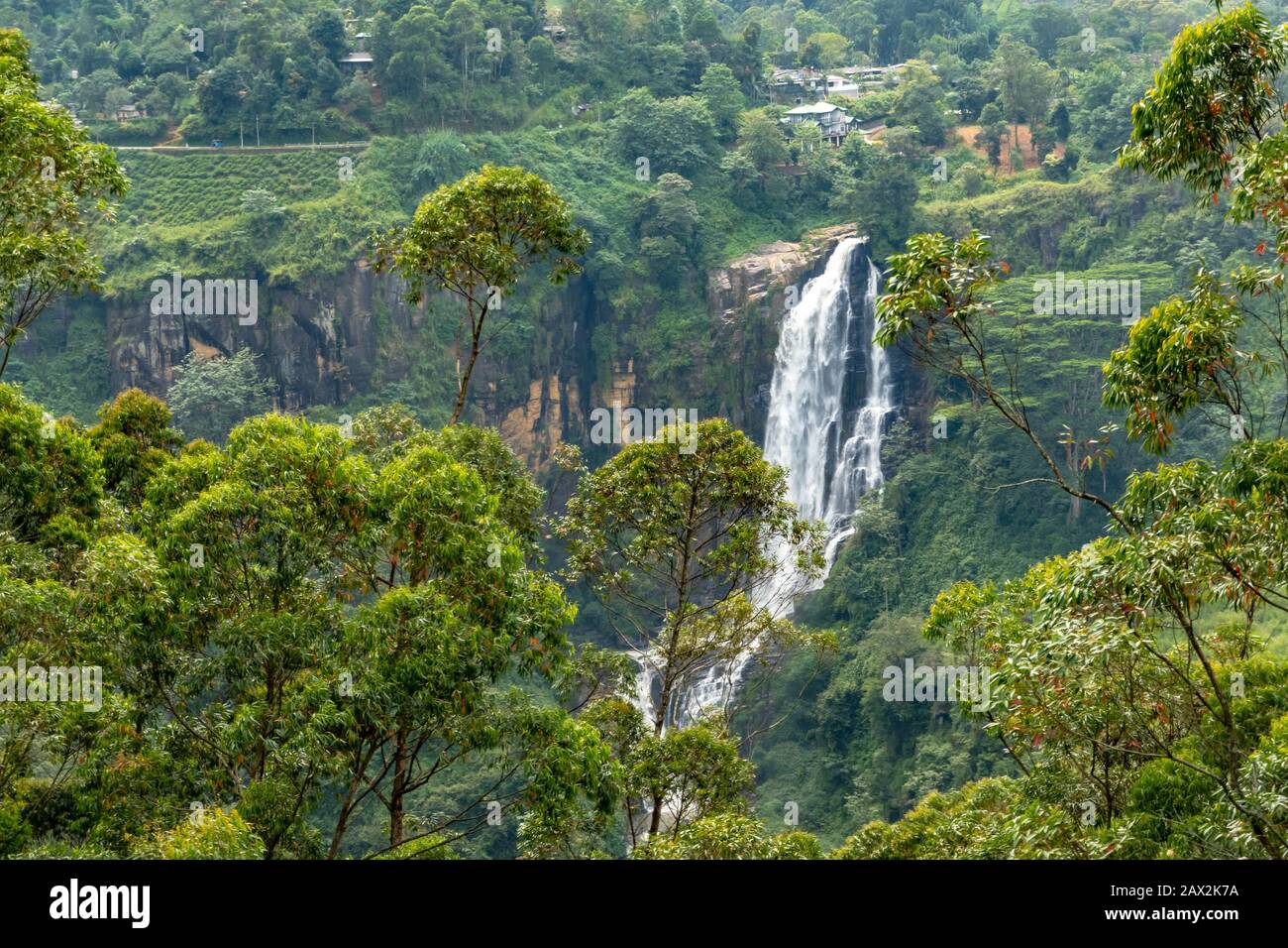 Beautiful Devon falls, tropical climate of Sri Lanka Stock Photo