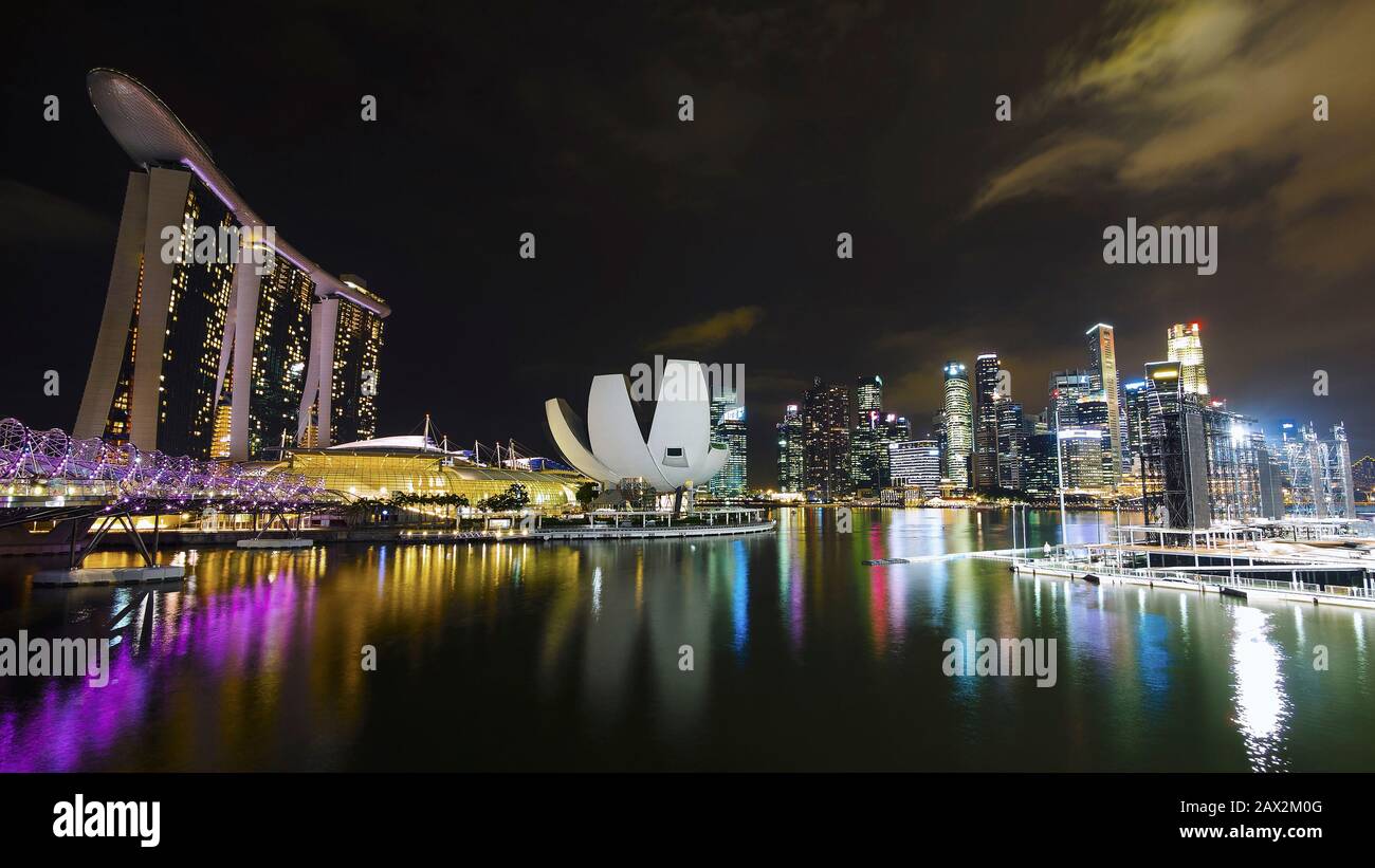 Singapore City skyline at night. Stock Photo