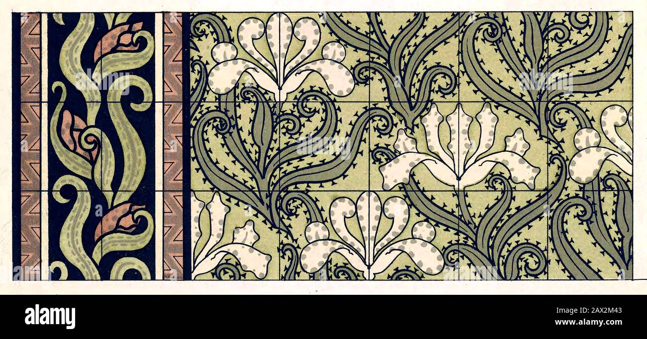 Art Nouveau pattern by Eugene Grasset Stock Photo