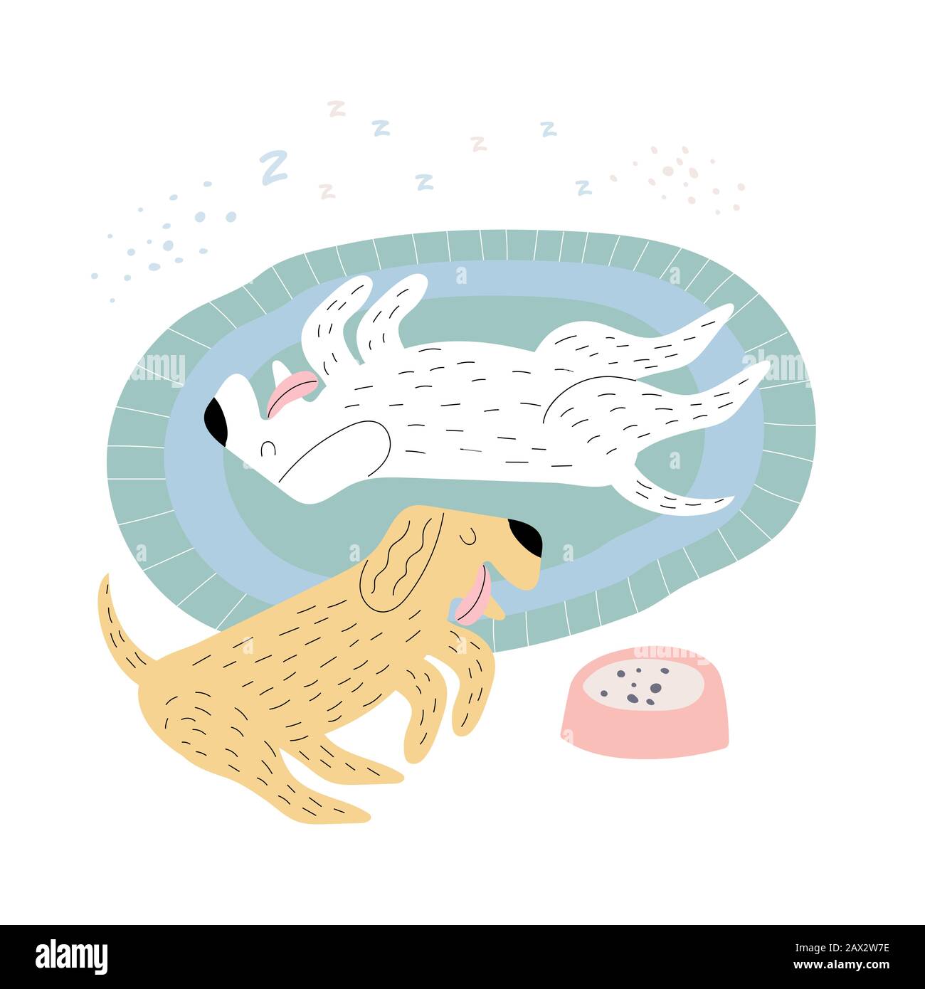dogs sleeping on a rug vector illustration Stock Vector Image & Art - Alamy
