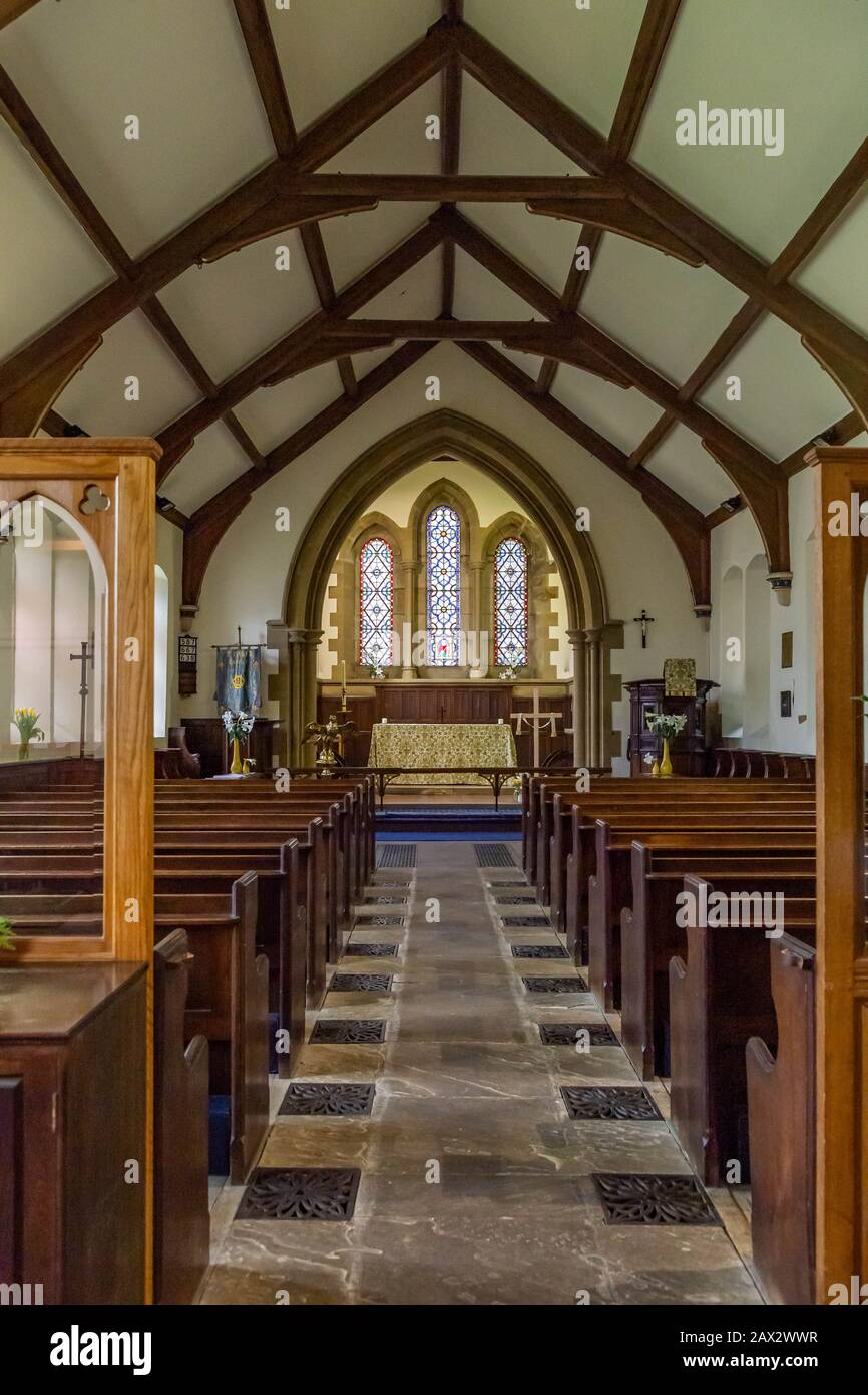 The Interior of St Paul's Church Esholt, Yorkshire, England. Stock Photo