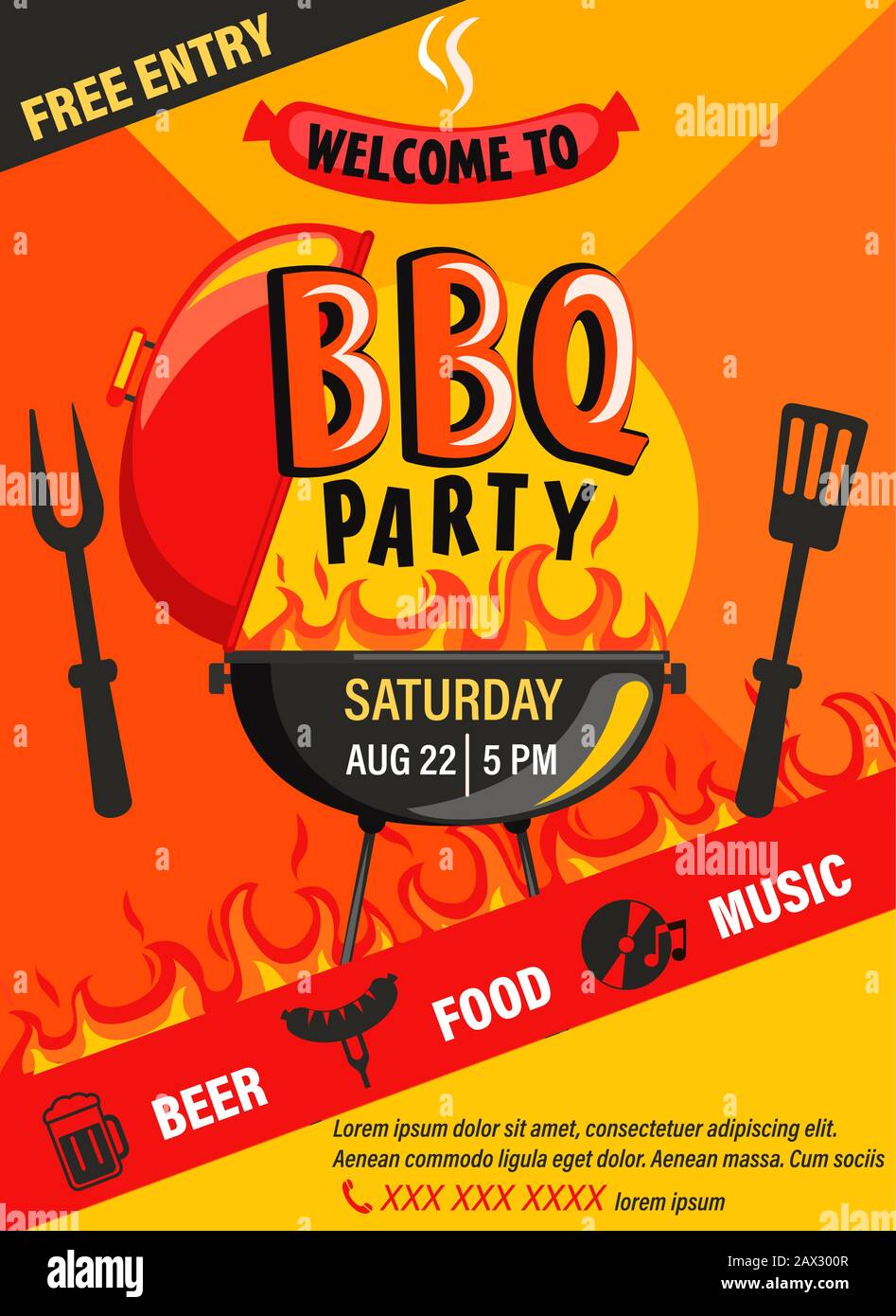 BBQ party invitation flyer Stock Vector Image & Art Alamy