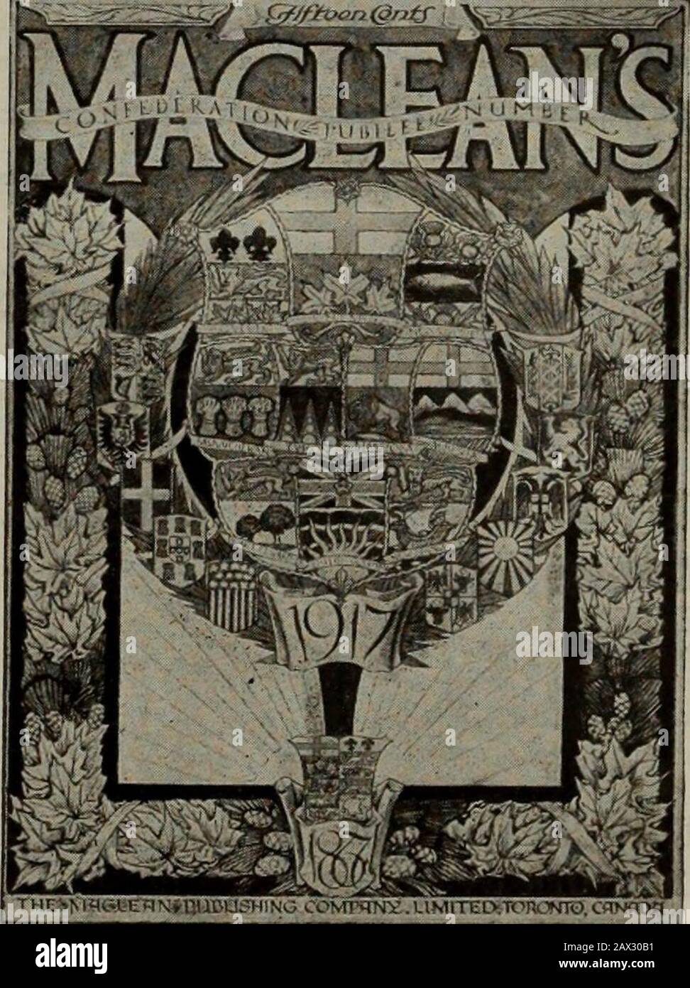 Canadian machinery and metalworking (July-December 1917) . onfederation the dominant theme of July MACLEANS THE Jubilee of Confederation hasled the Editor to make the JulyMACLEANS retrospective and in-terpretive of Confederation in the char-acter of its main contents—this to meetthe certain need and desire of theCanadian people. Note the fine pro-vision of special Confederation articleand features : THE MEETING OF MACDONALD AND BROWN. By C W. Jefferys, a frontispiecepainted for MACLEANS. THE STORY OF CONFEDERATION. By Thomas Bertram. A colorfulnarrative of the bringing about ofthe union of pro Stock Photo