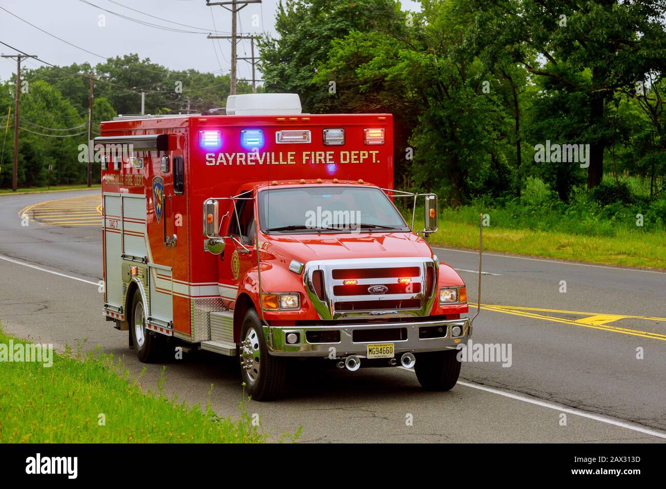 10 February 2020 Sayreville NJ USA Fire Department vehicles stationed