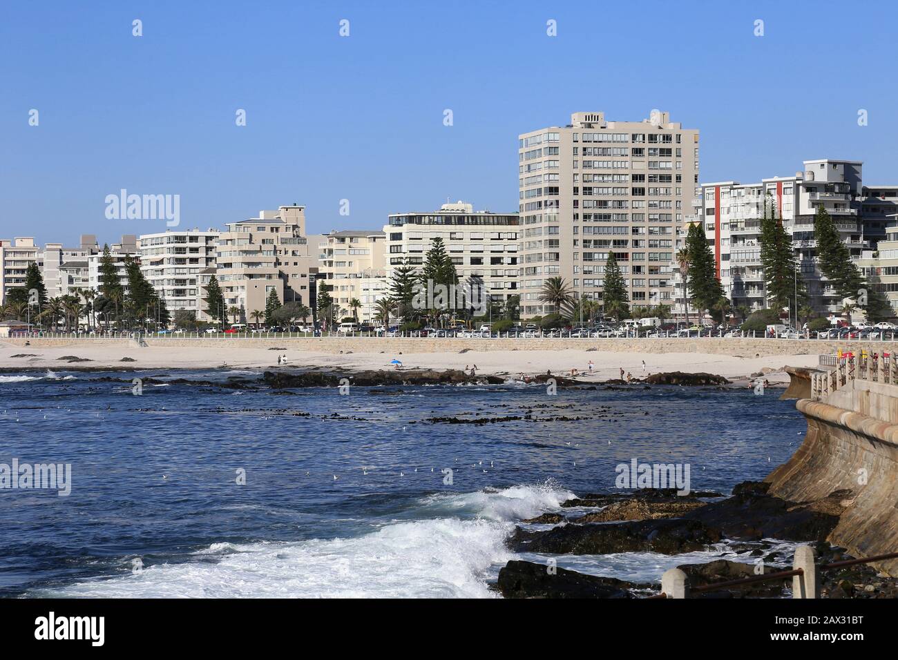 Seafront apartments, Beach Road, Sea Point, Cape Town, Table Bay, Western Cape Province, South Africa, Africa Stock Photo