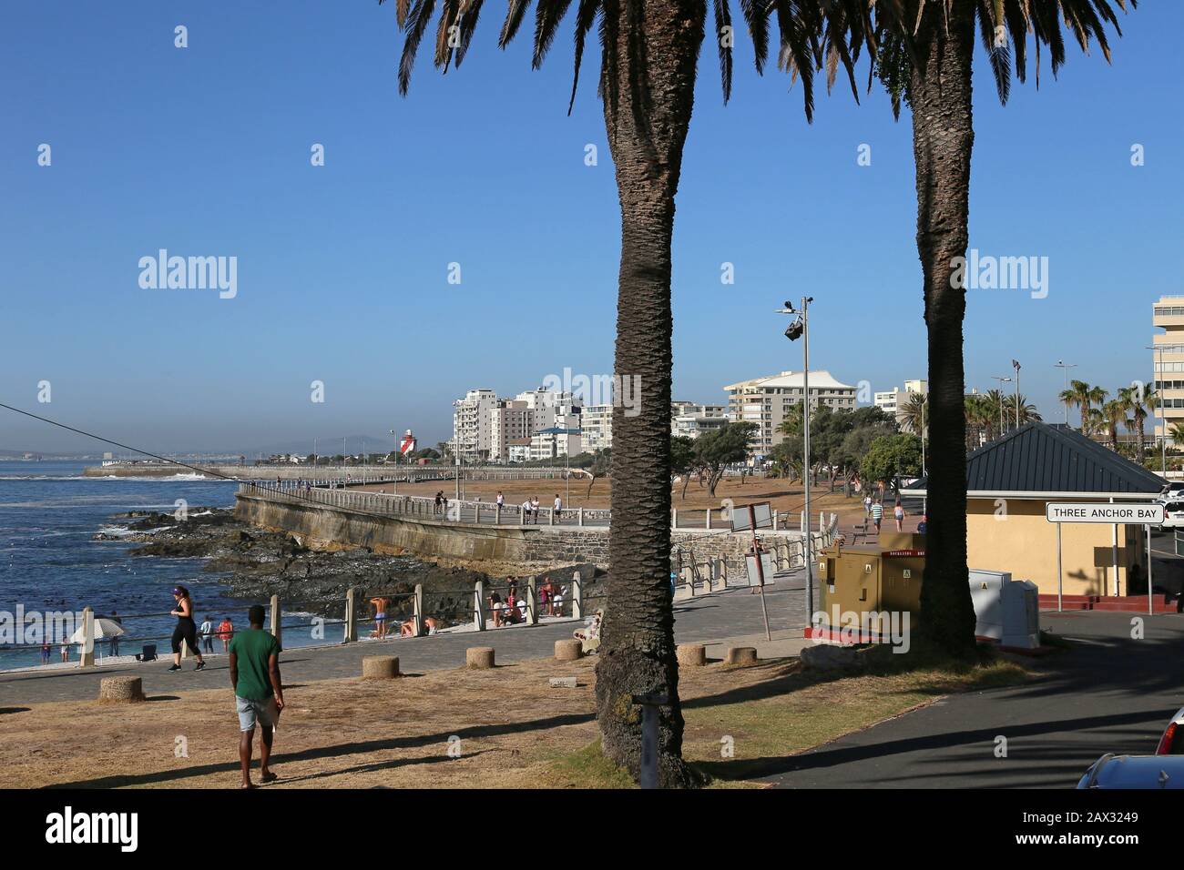 Seafront promenade, Beach Road, Three Anchor Bay, Cape Town, Table Bay, Western Cape Province, South Africa, Africa Stock Photo