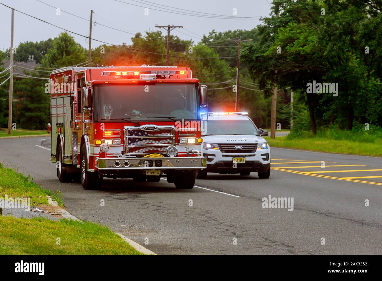 10 February 2020 East Brunswick NJ USA Fire Trucks in Fire Department