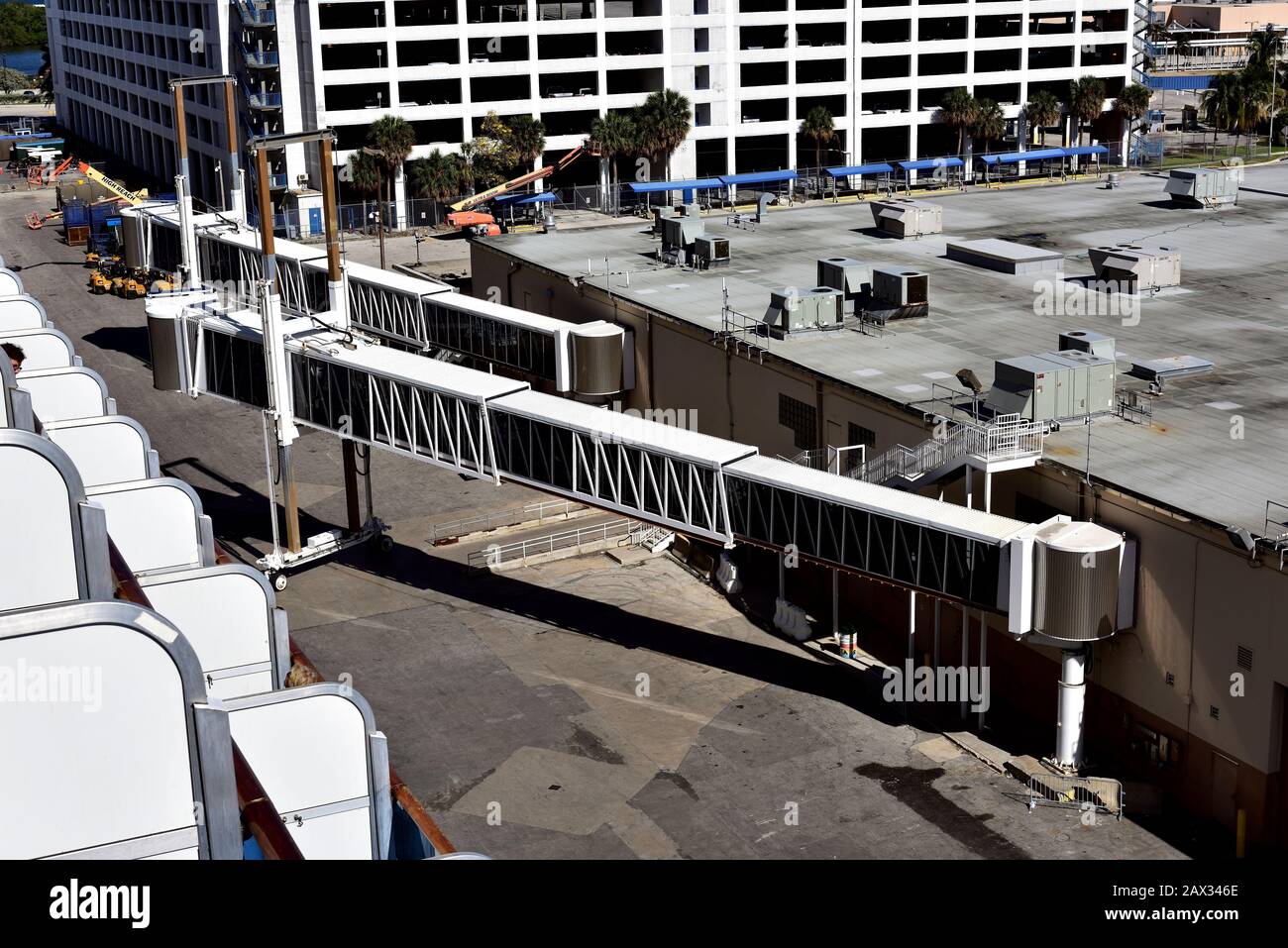 Fort Lauderdale, USA - 16th April 2019:Extendable gantries in the ...