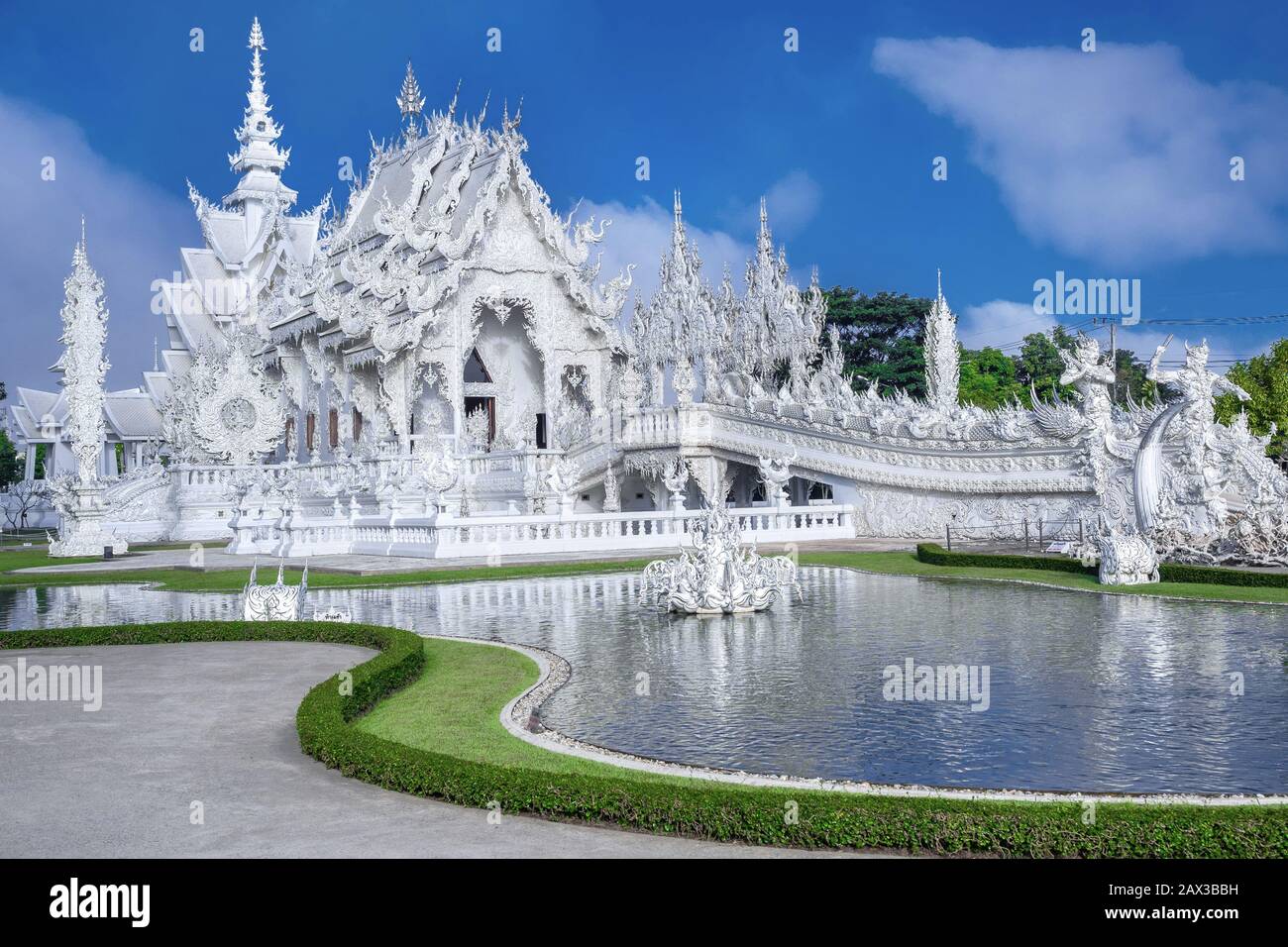 White Temple Wat Rong Khun in Chiang Rai, Thailand. Stock Photo